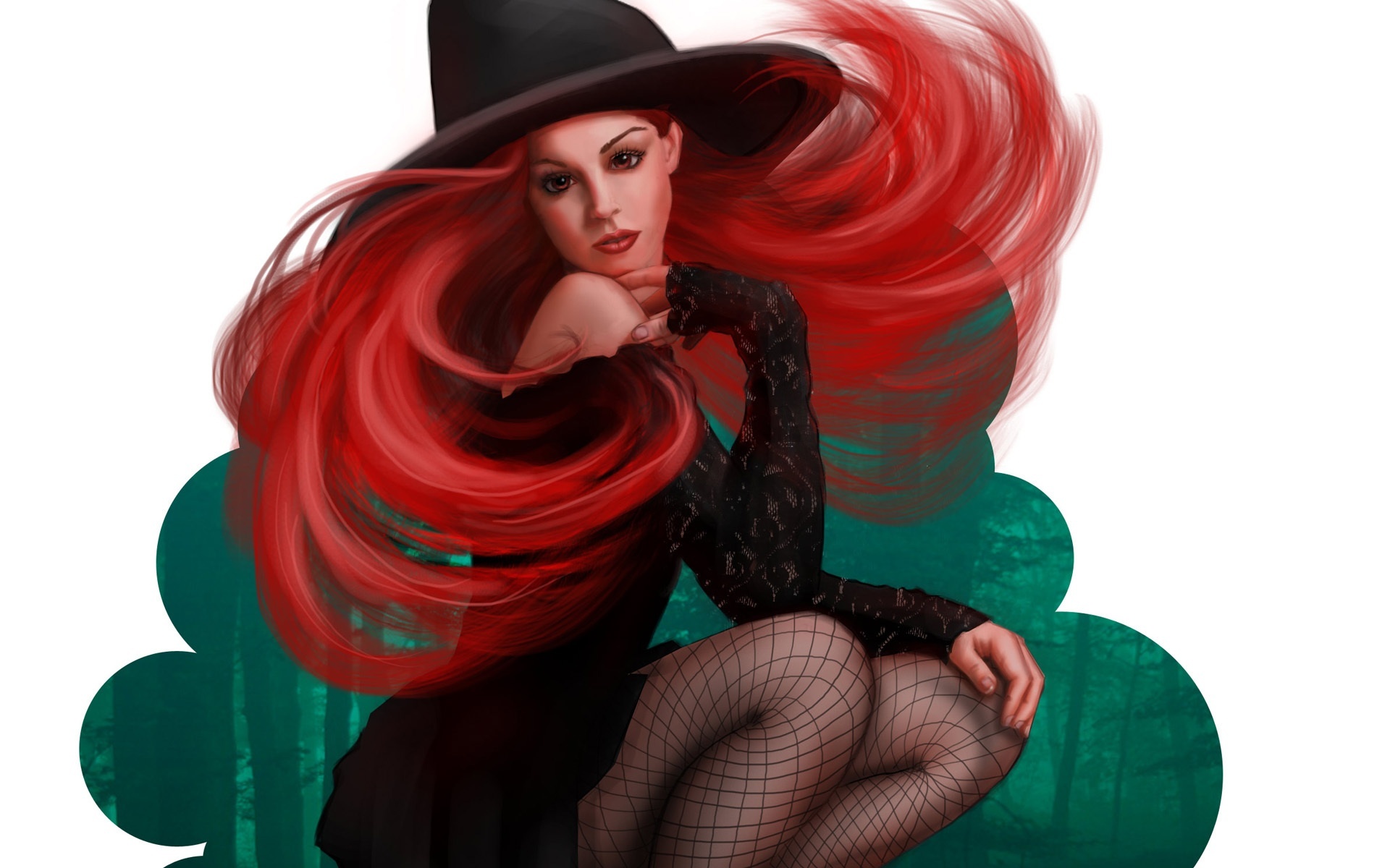 Dziewczyna, Rude, Włosy, Halloween