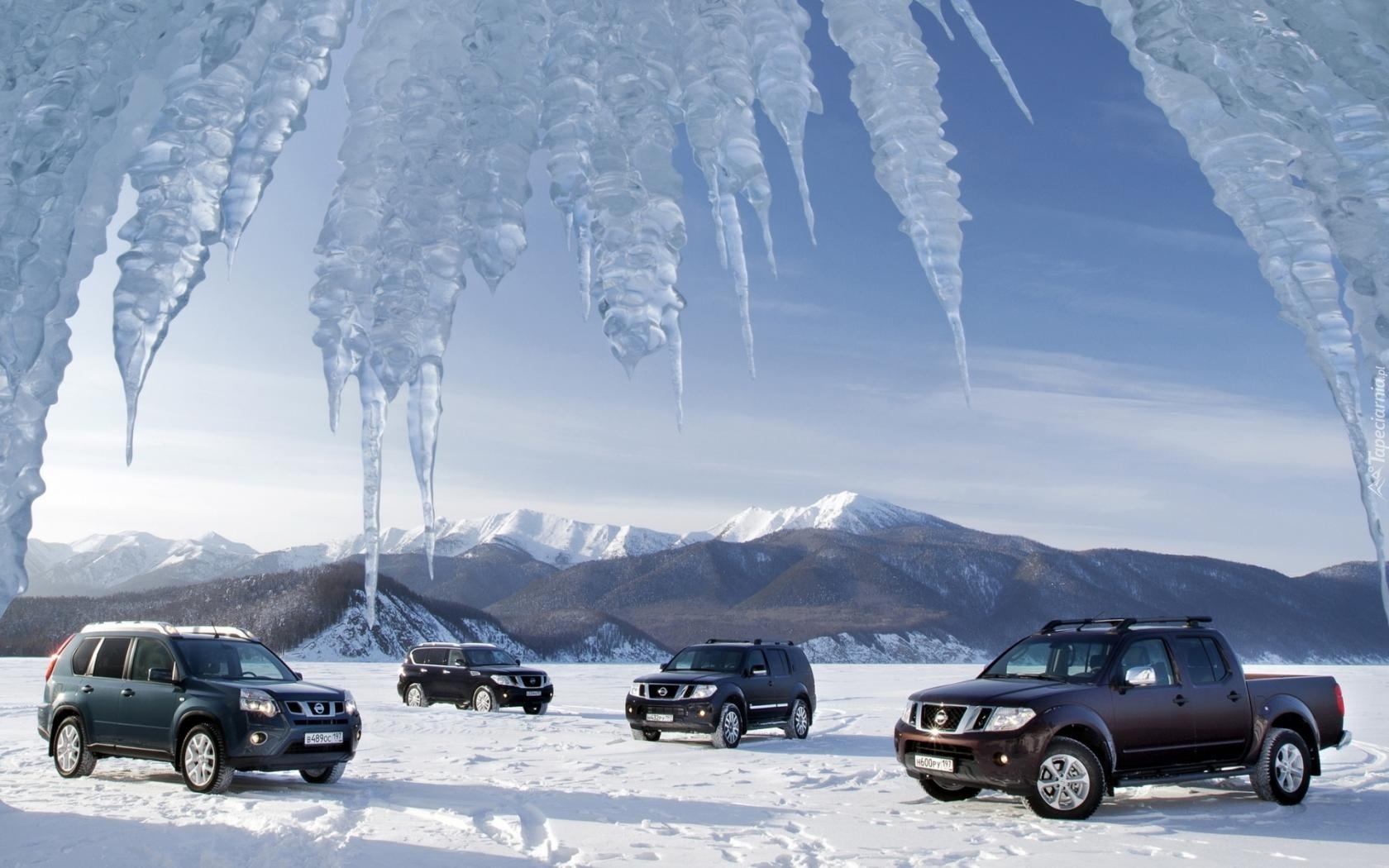 Góry, Sople, Lodowe, Samochody, Nissan