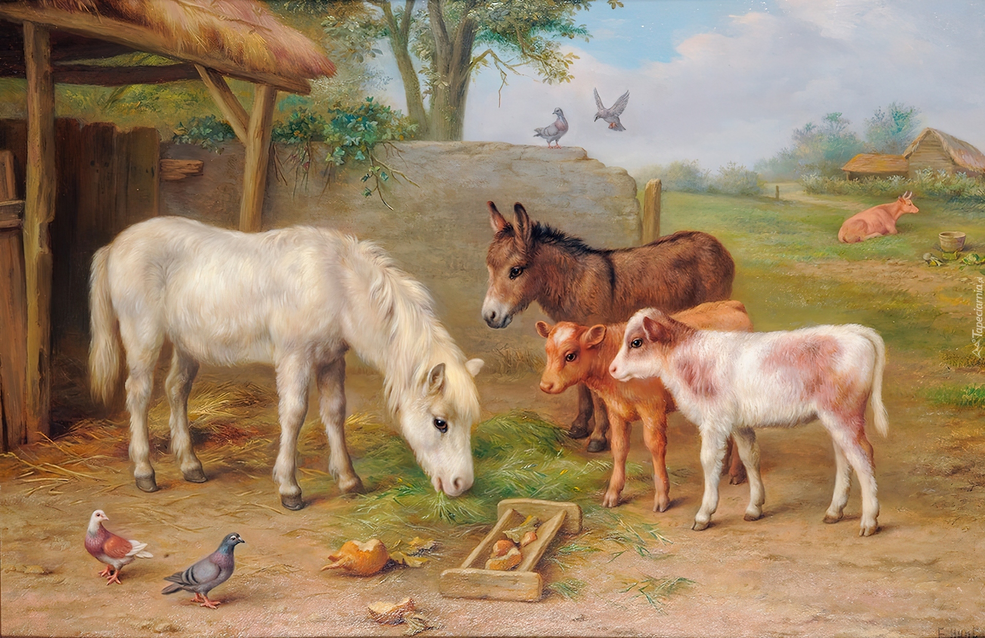 Konik, Cielęta, Osioł, Gospodarstwo, Edgar Hunt