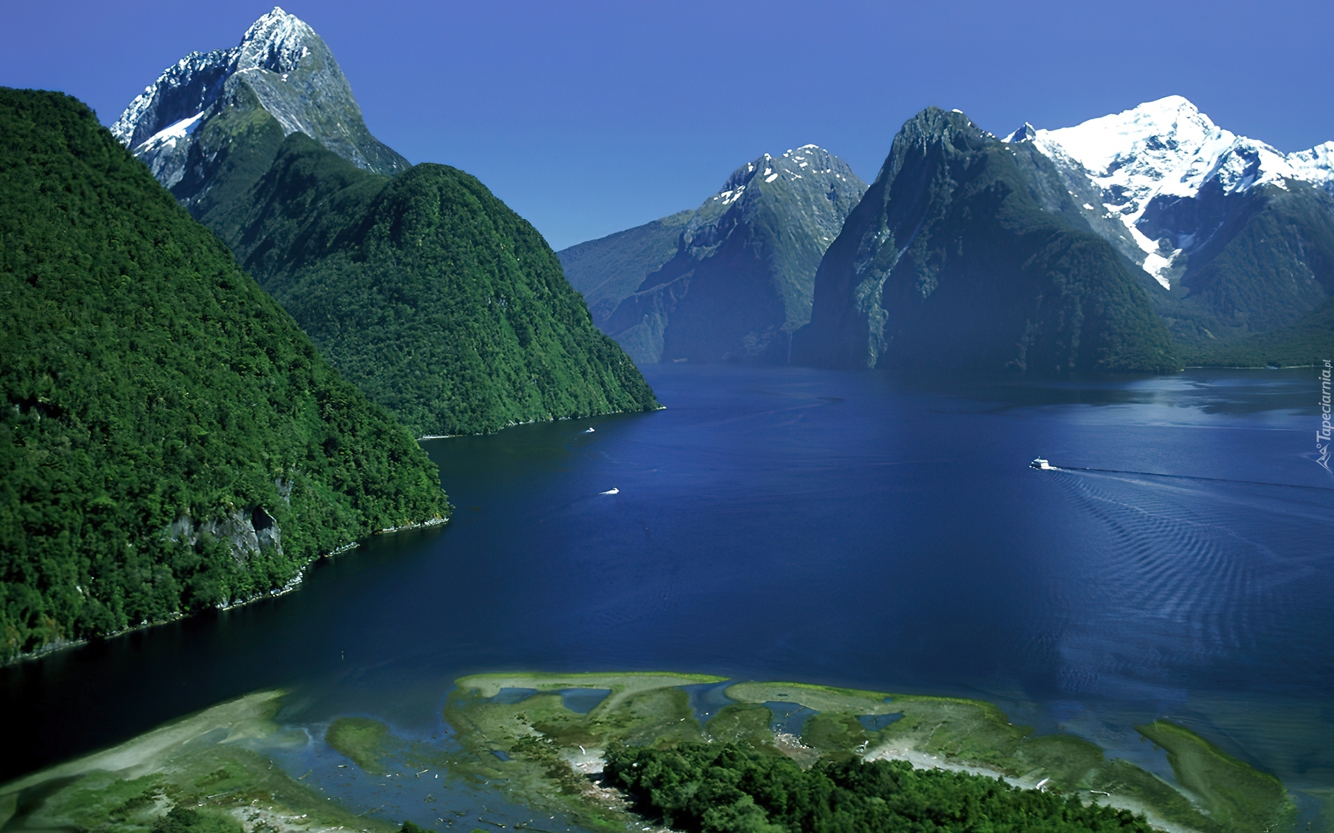 Jezioro, Góry, Nowa Zelandia, Park Narodowy Fiordland