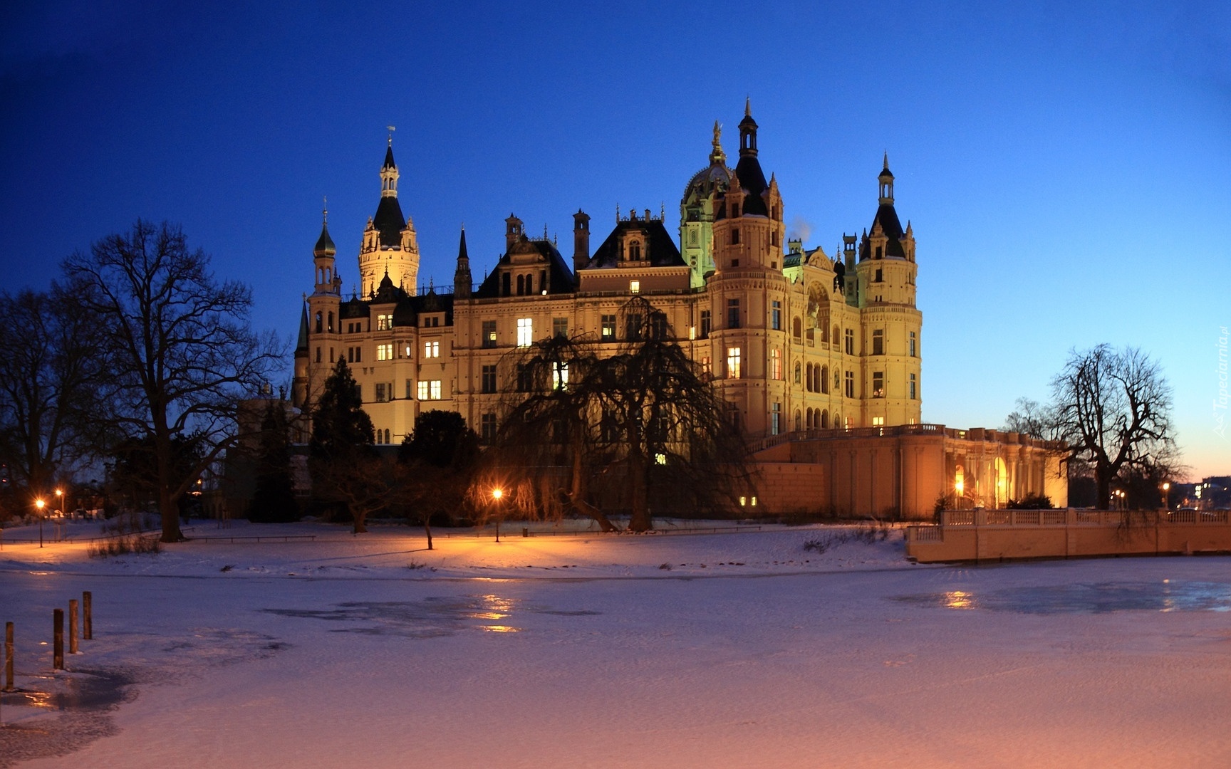 Zima, Zamek, Schwerin, Niemcy