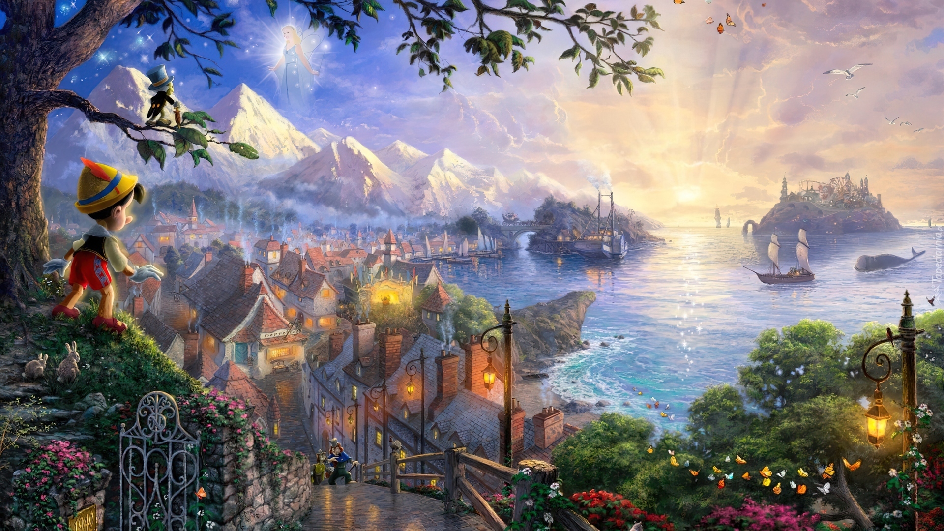 Thomas Kinkade, Disney, Pinokio, Wyspa