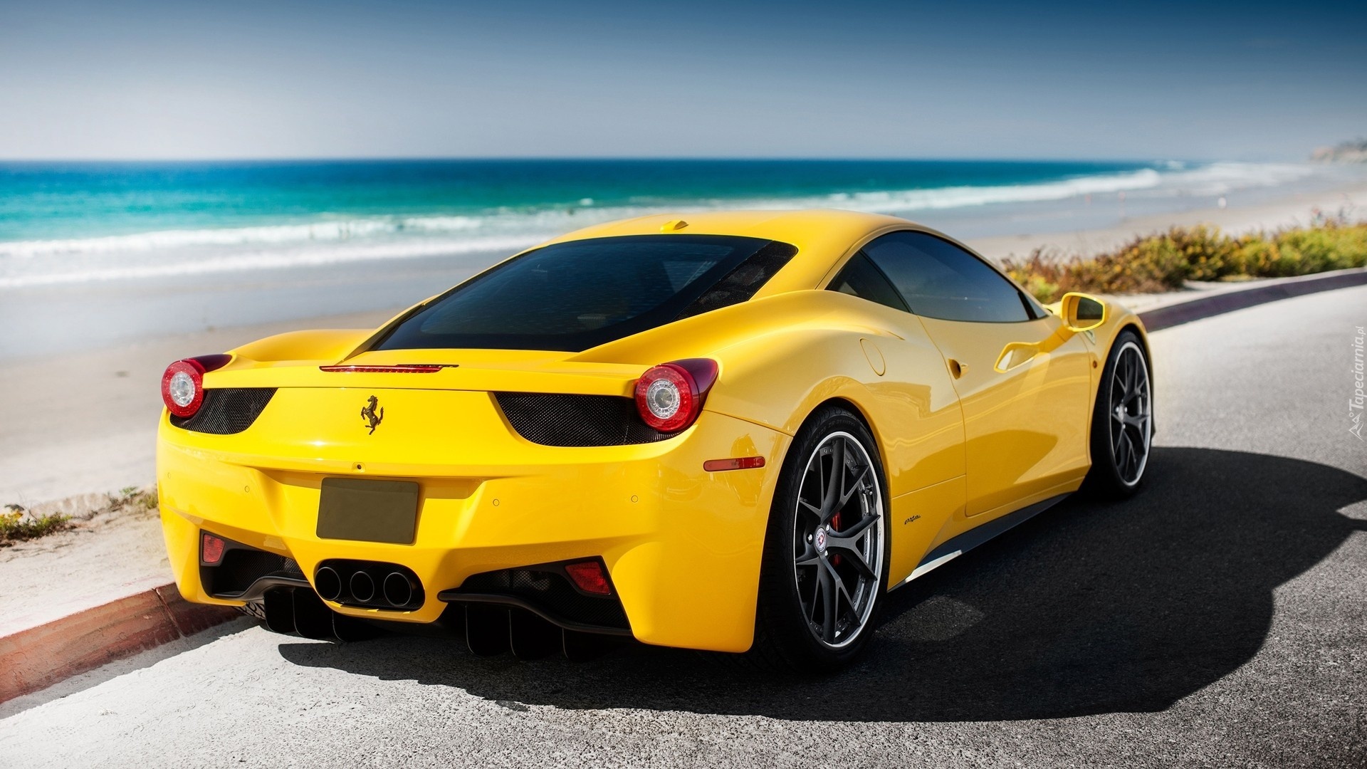 Ferrari, 458, Italia, Plaża, Ocean