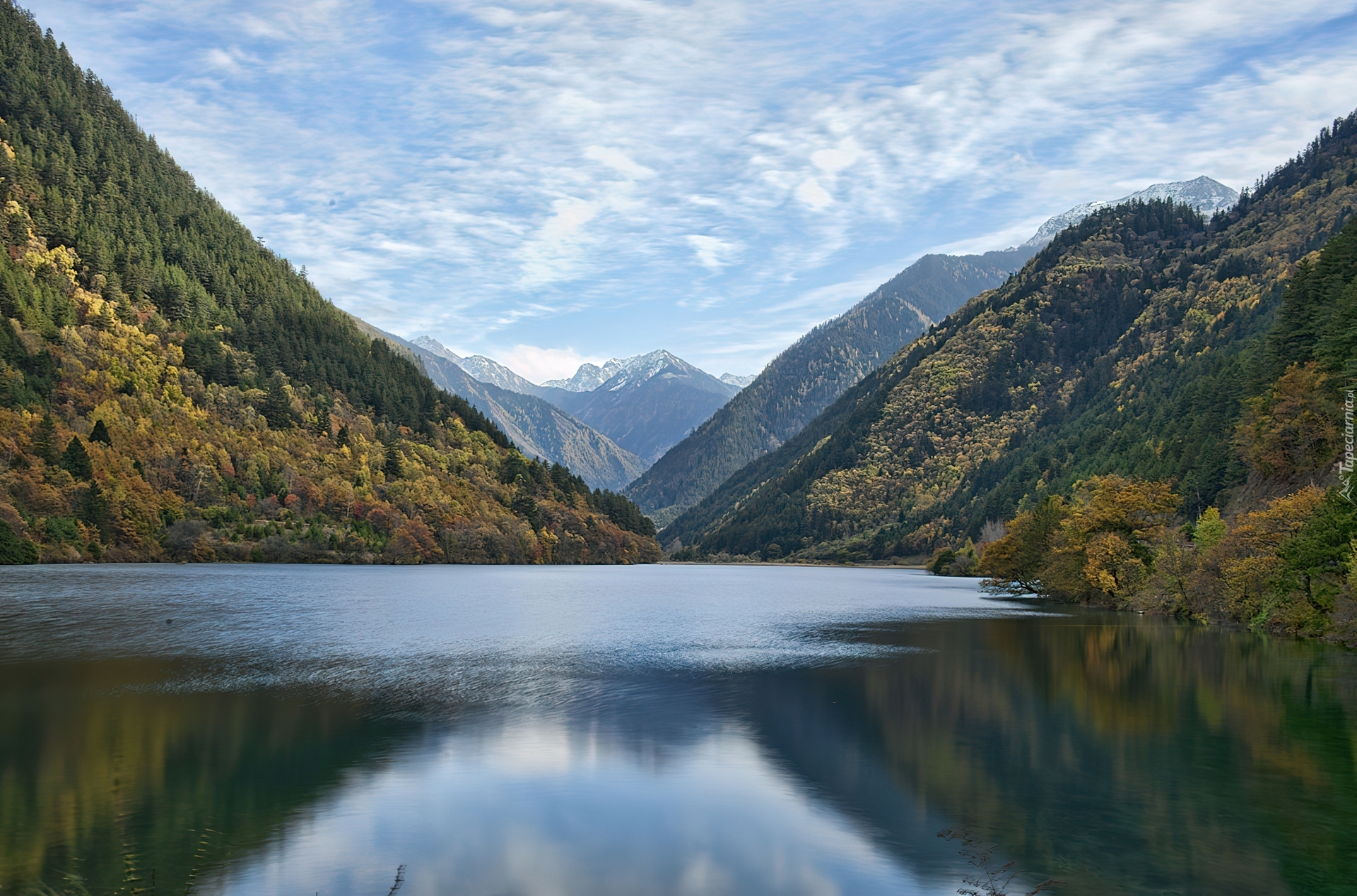 Chiny, Park Narodowy Jiuzhaigou, Góry, Jezioro