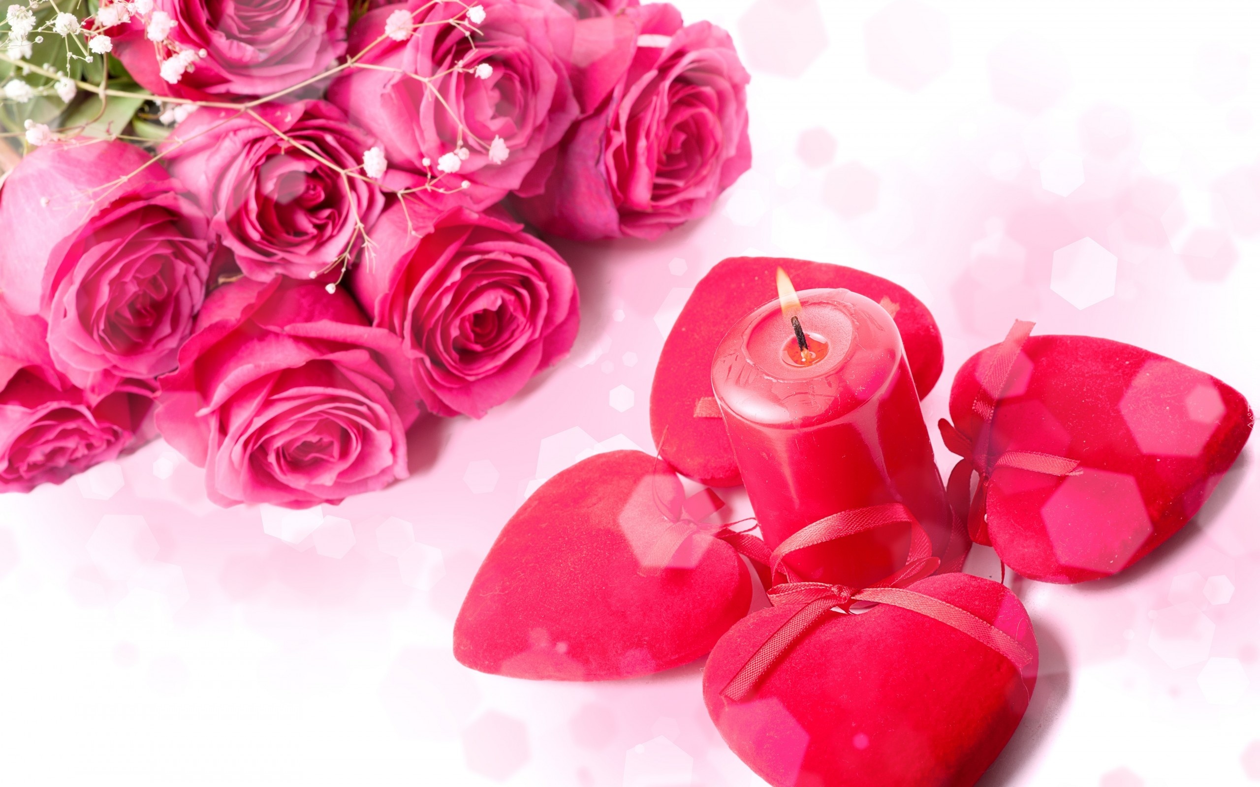 Walentynki, Róże, Świeca, Romantyzm