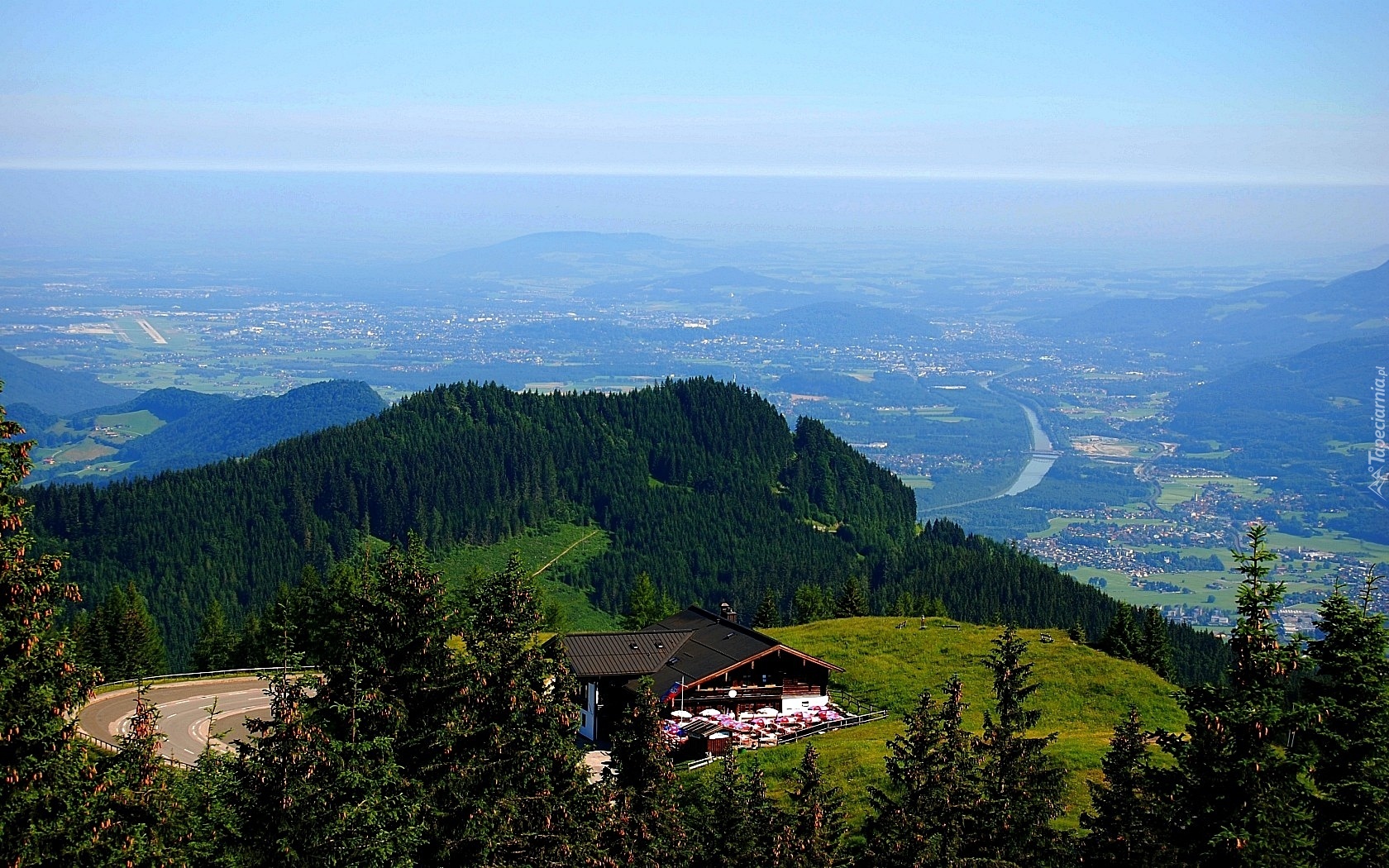 Panorama, Góry, Droga, Zajazd