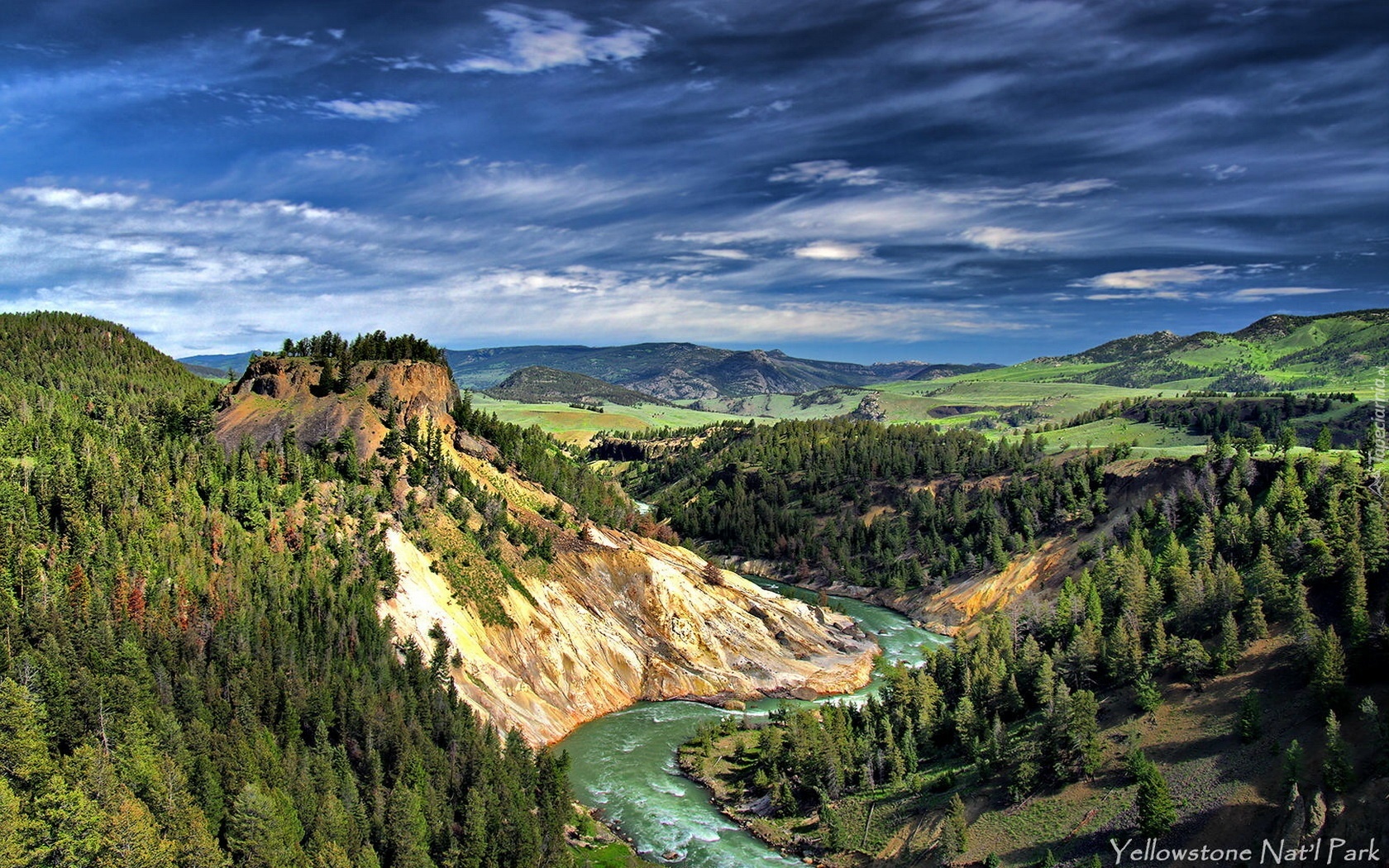 Park, Narodowy, Yellowstone, Rzeka, Góry