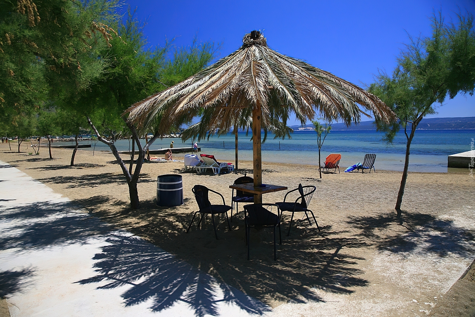 Morze, Plaża, Parasol