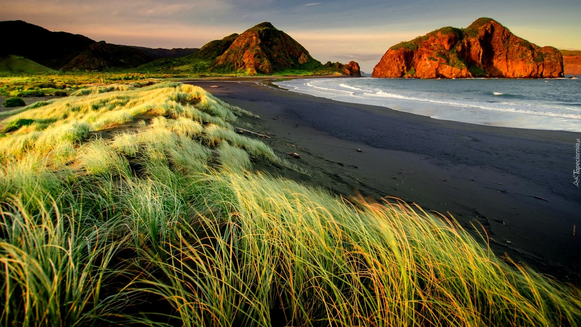 Góry, Plaża, Morze, Wydmy