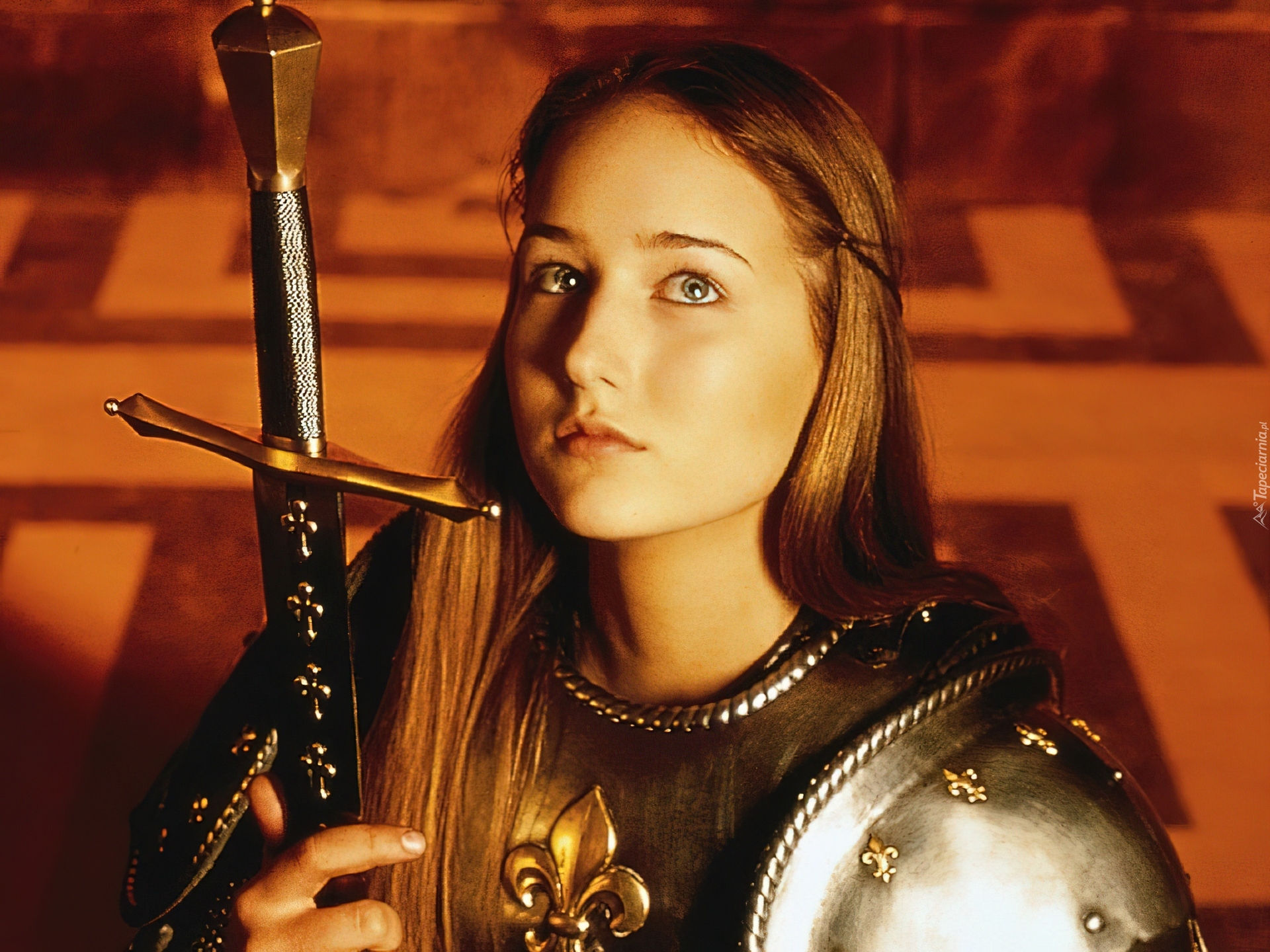 Aktorka, Leelee Sobieski, Miecz, Zbroja, Film, Joanna dArc