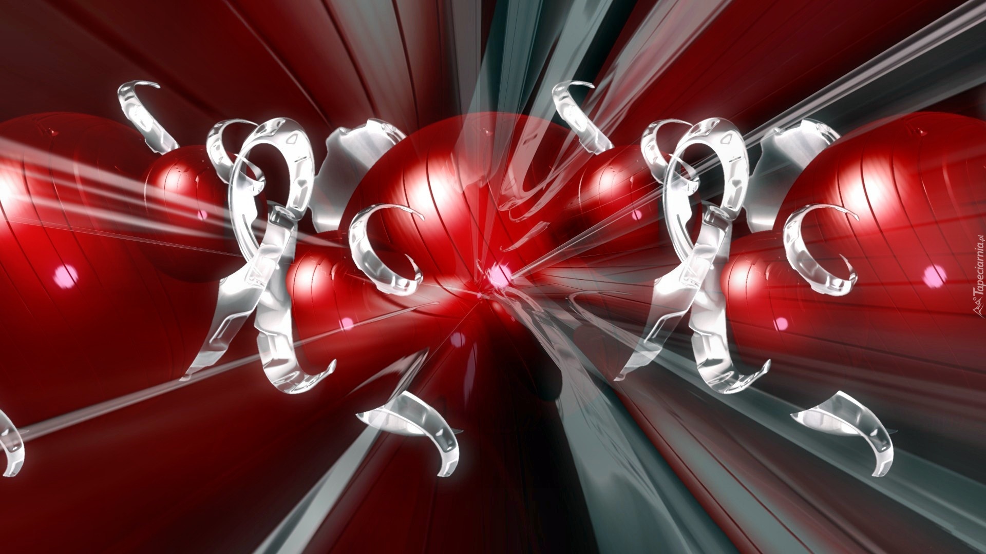 Czerwone, Kule, Abstrakcja, Grafika 3D