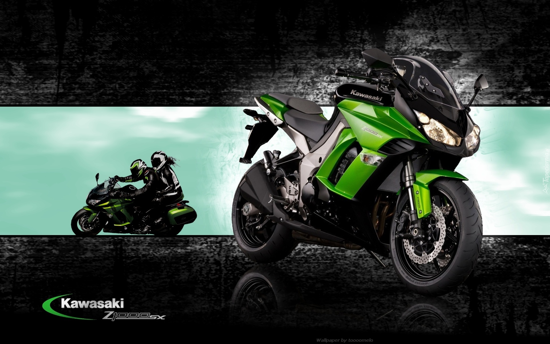 Kawasaki Z 1000 SX, Zielony, Motocykl, Motocykliści