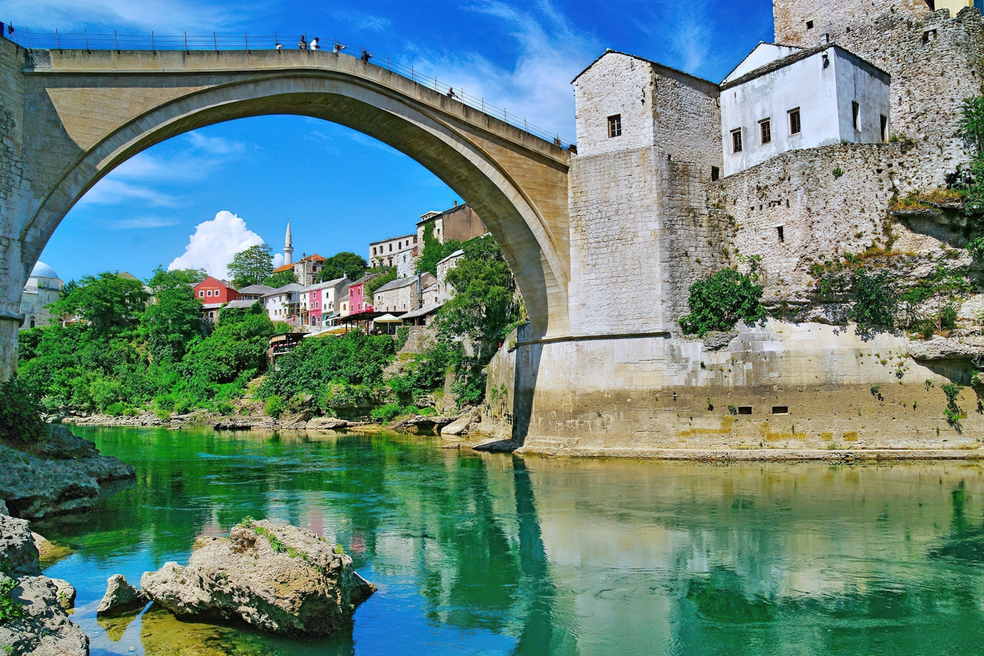 Rzeka, Domy, Stary Most, Mostar, Bośnia i Hercegowina