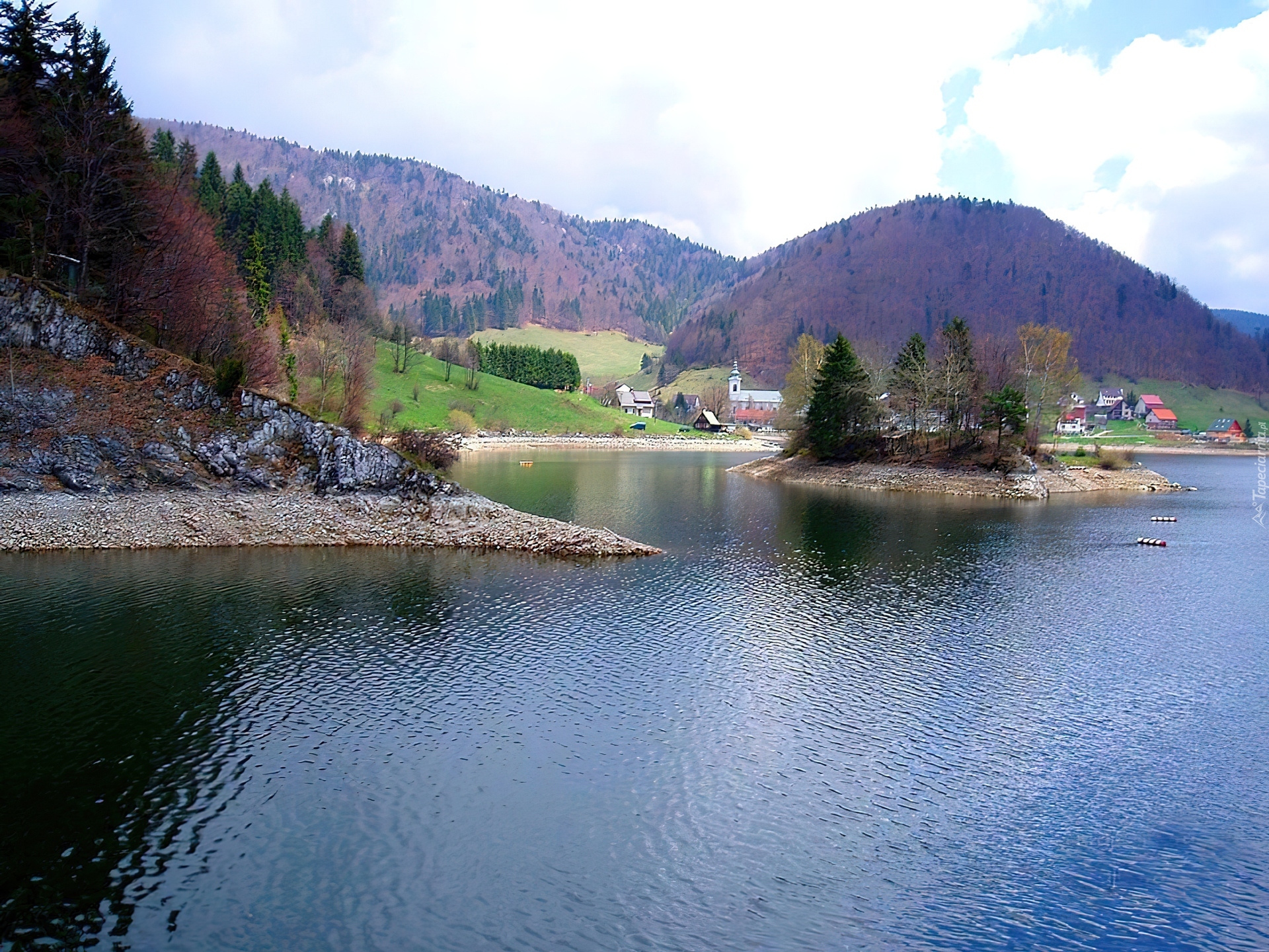 Góry, Las, Wyspa, Jezioro