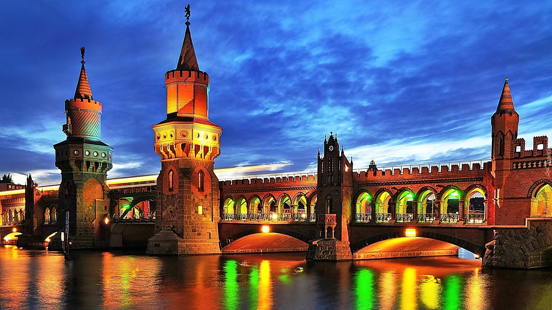 Oświetlony, Most, Berlin, Niemcy