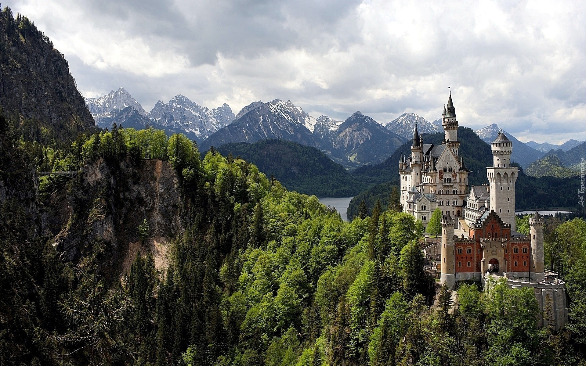 Zamek, Neuschwanstein, Góry, Lasy