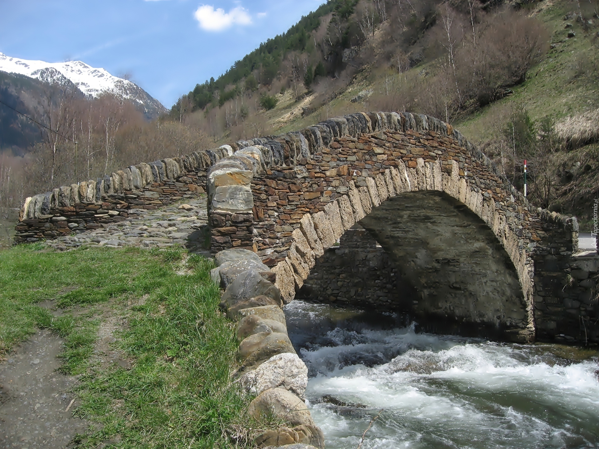 Andora, Pireneje, Rzeka, Valira, Kamienny, Mostek