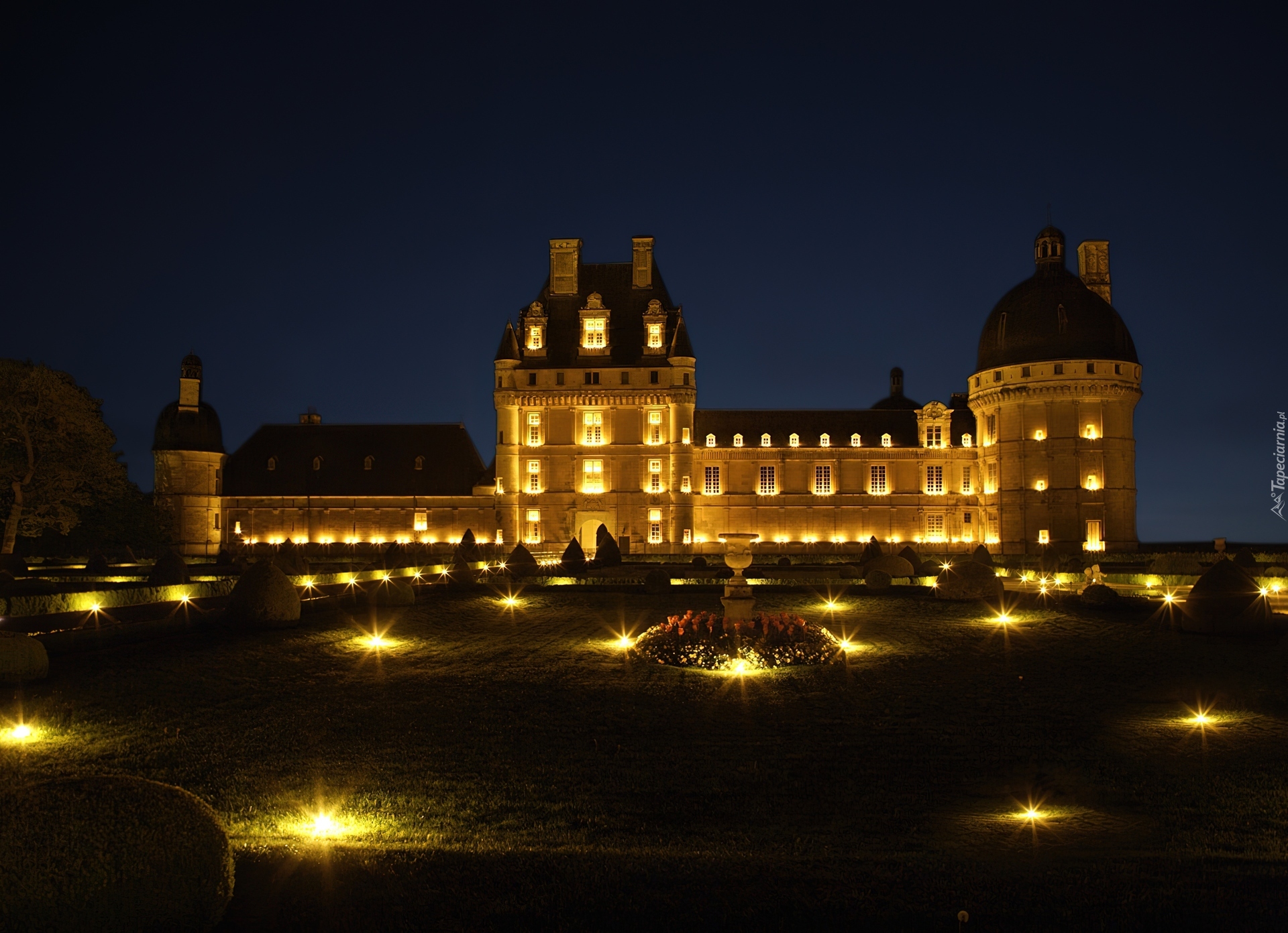 Zamek, Chateau De Valencay, Francja, Noc