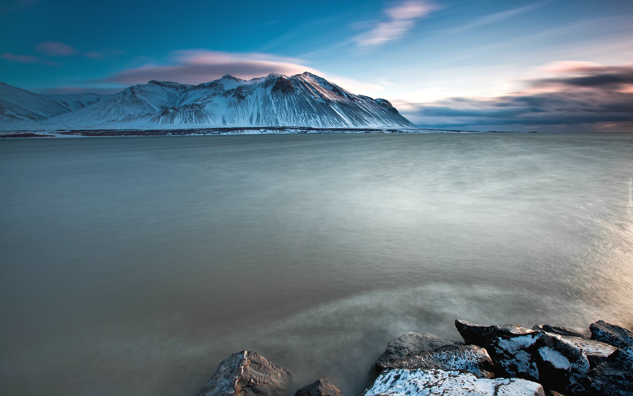 Kanada, Ośnieżone, Góry, Jezioro Abraham Lake