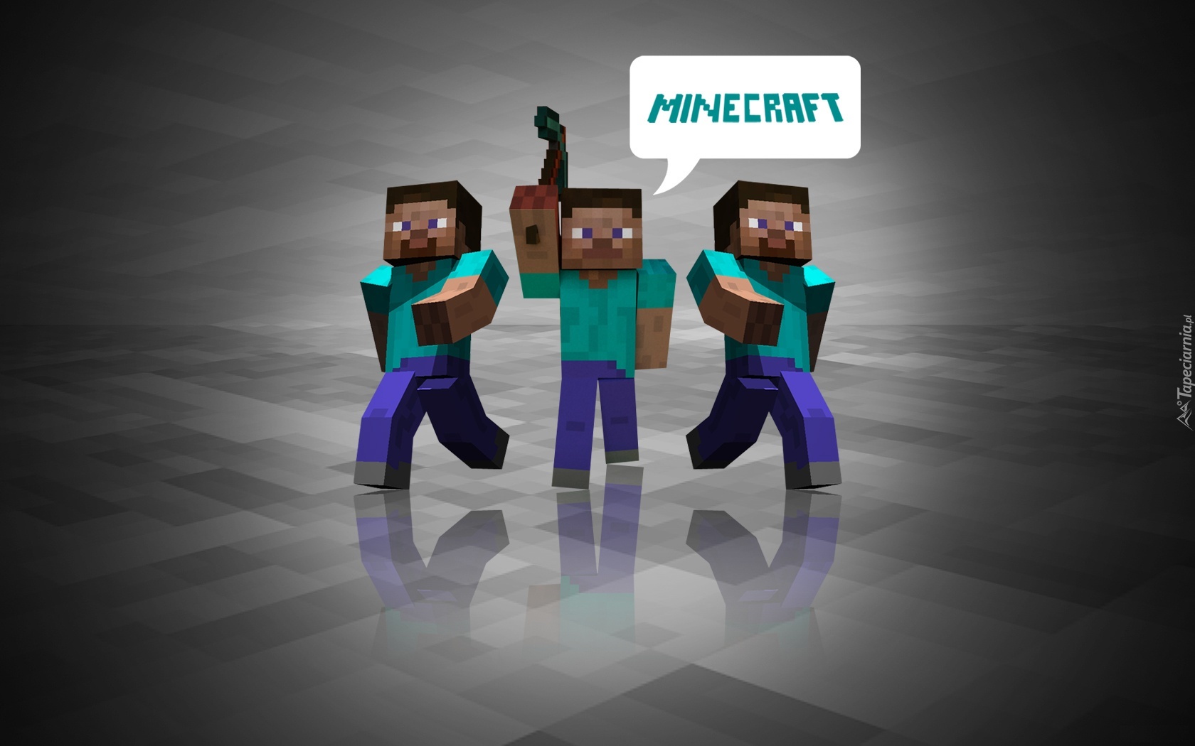 Minecraft, Steve, Ludzie, Kilof, Odblask