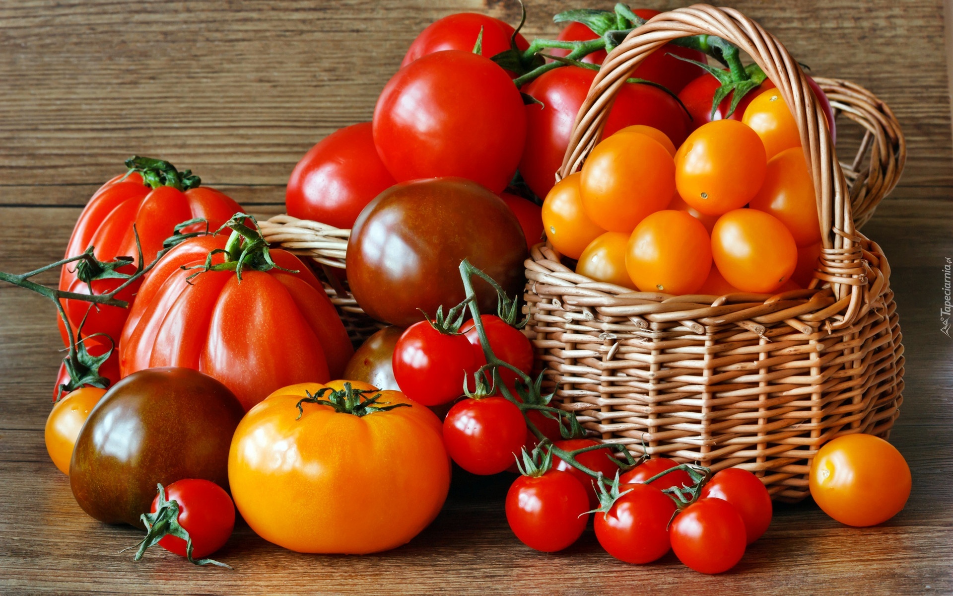Kolorowe, Pomidory, Różne, Odmiany, Koszyk