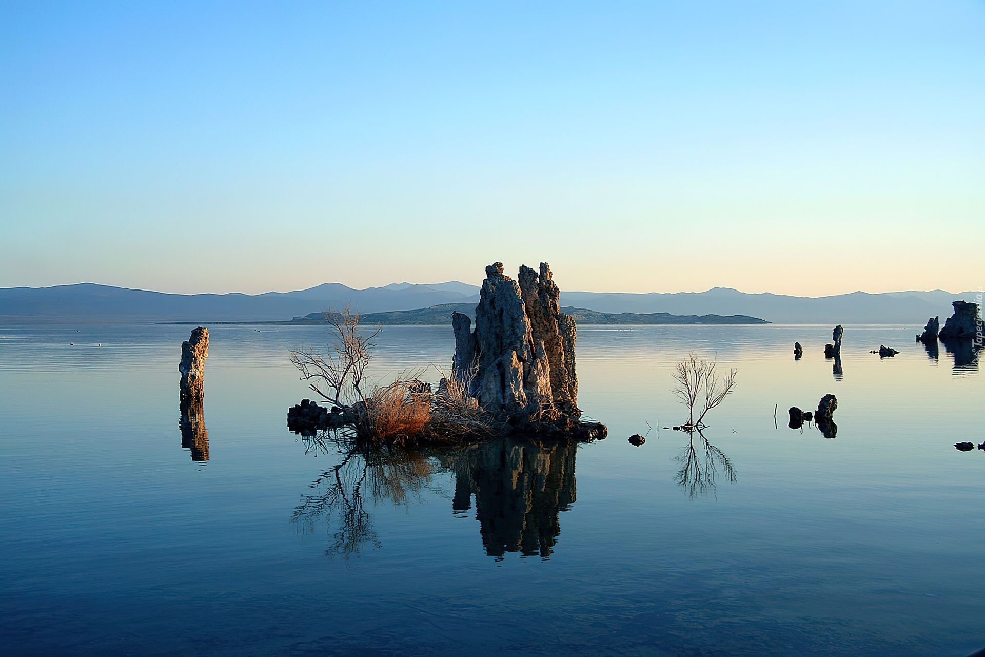 Jezioro, Skały, Mono Lake, Kalifornia