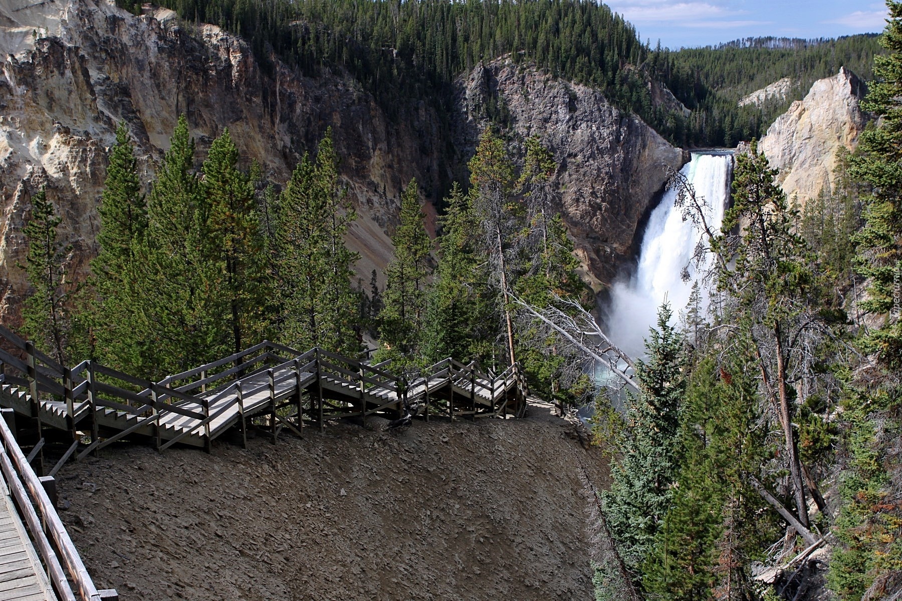 Stany Zjednoczone, Park Narodowy Yellowstone, Góry, Wodospad, Upper Falls