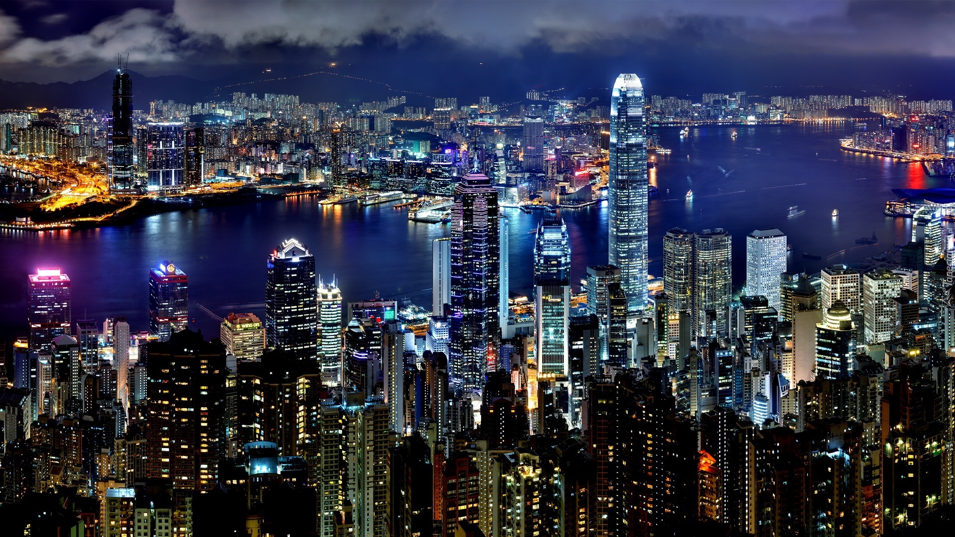 Hong, Kong, Nocą, Chiny