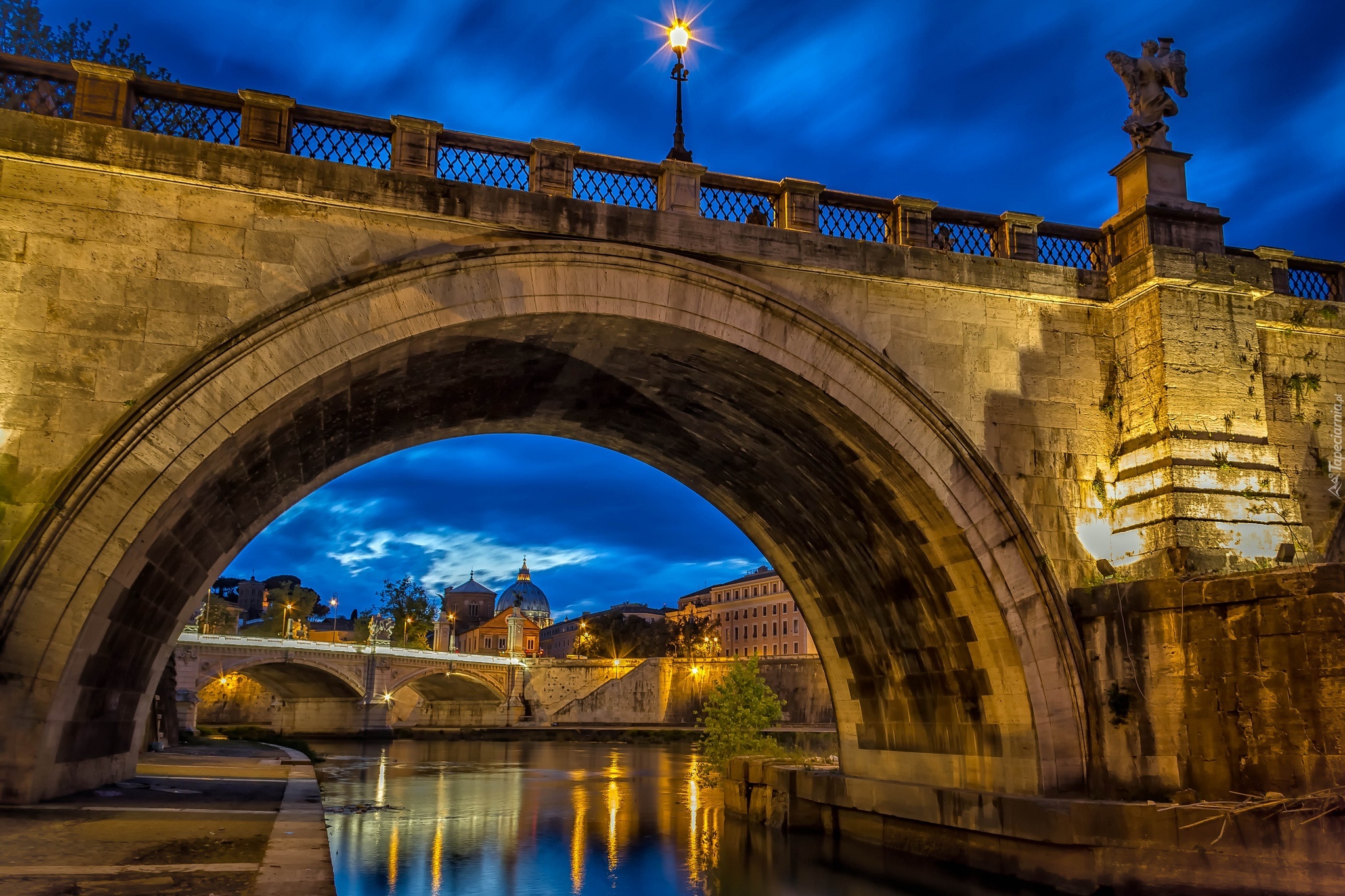 Rzeka, Most Sant Angelo, Bazylika, Watykan, Rzym, Włochy