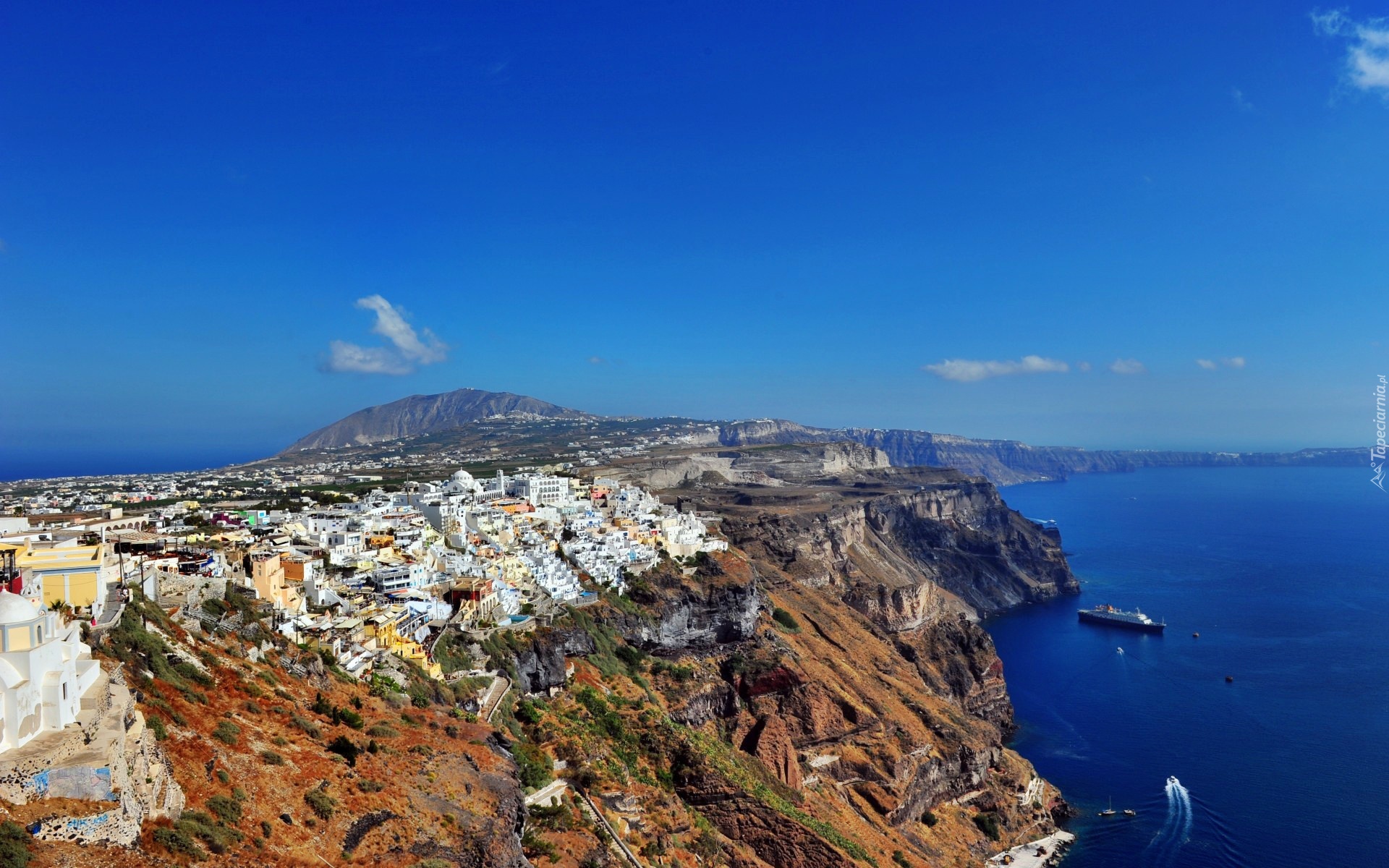 Morze, Wyspa, Santorini, Grecja