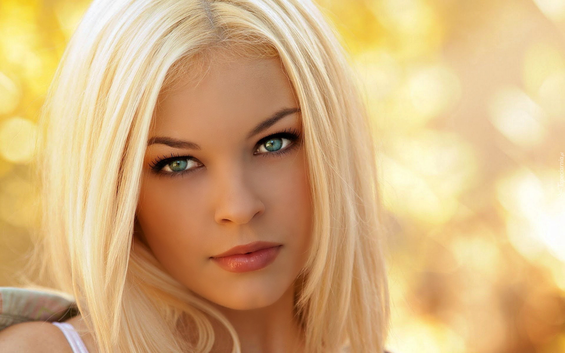 Kobieta, Blondynka, Niebieskie, Oczy