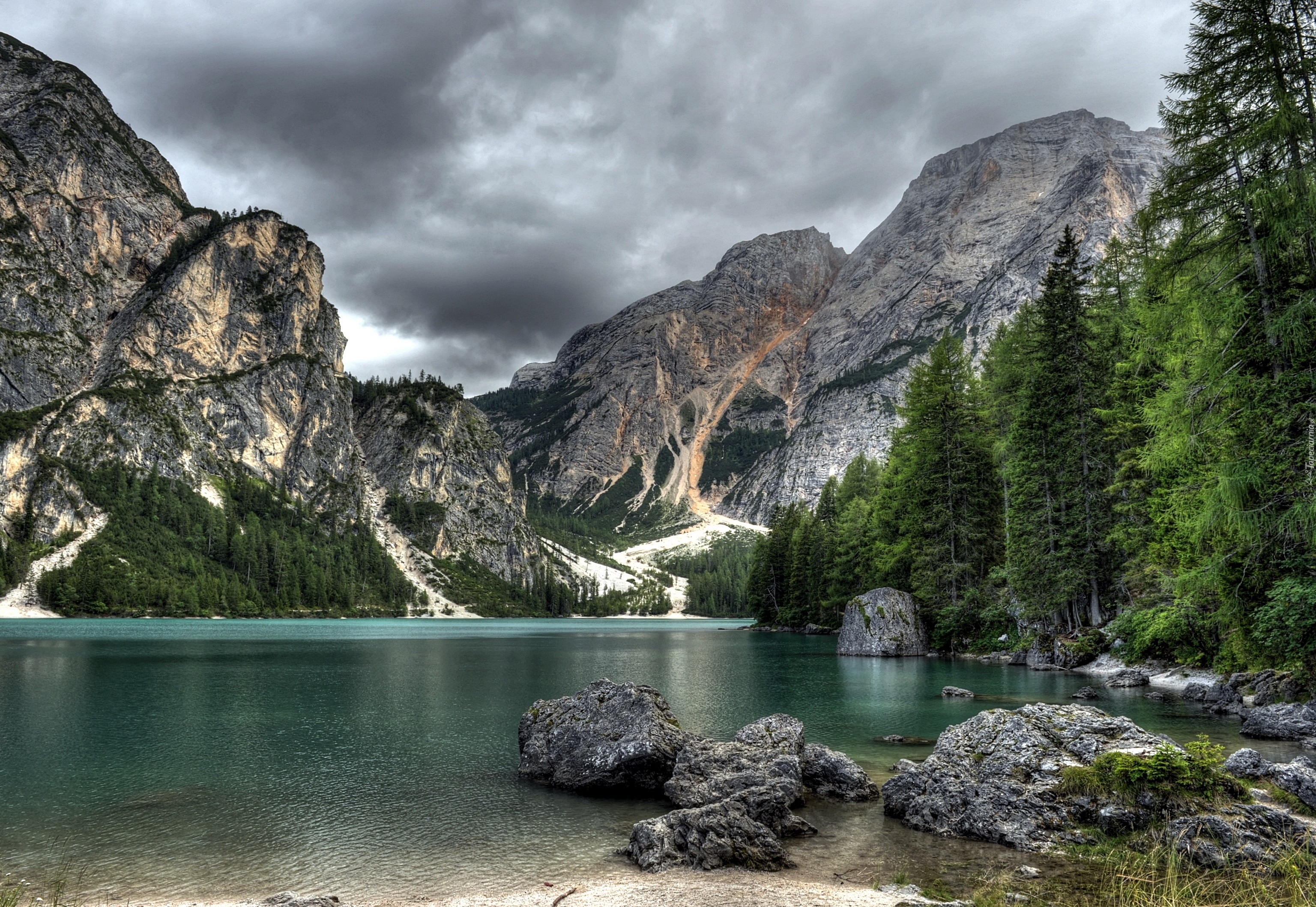 Góry, Chmury, Las, Jezioro