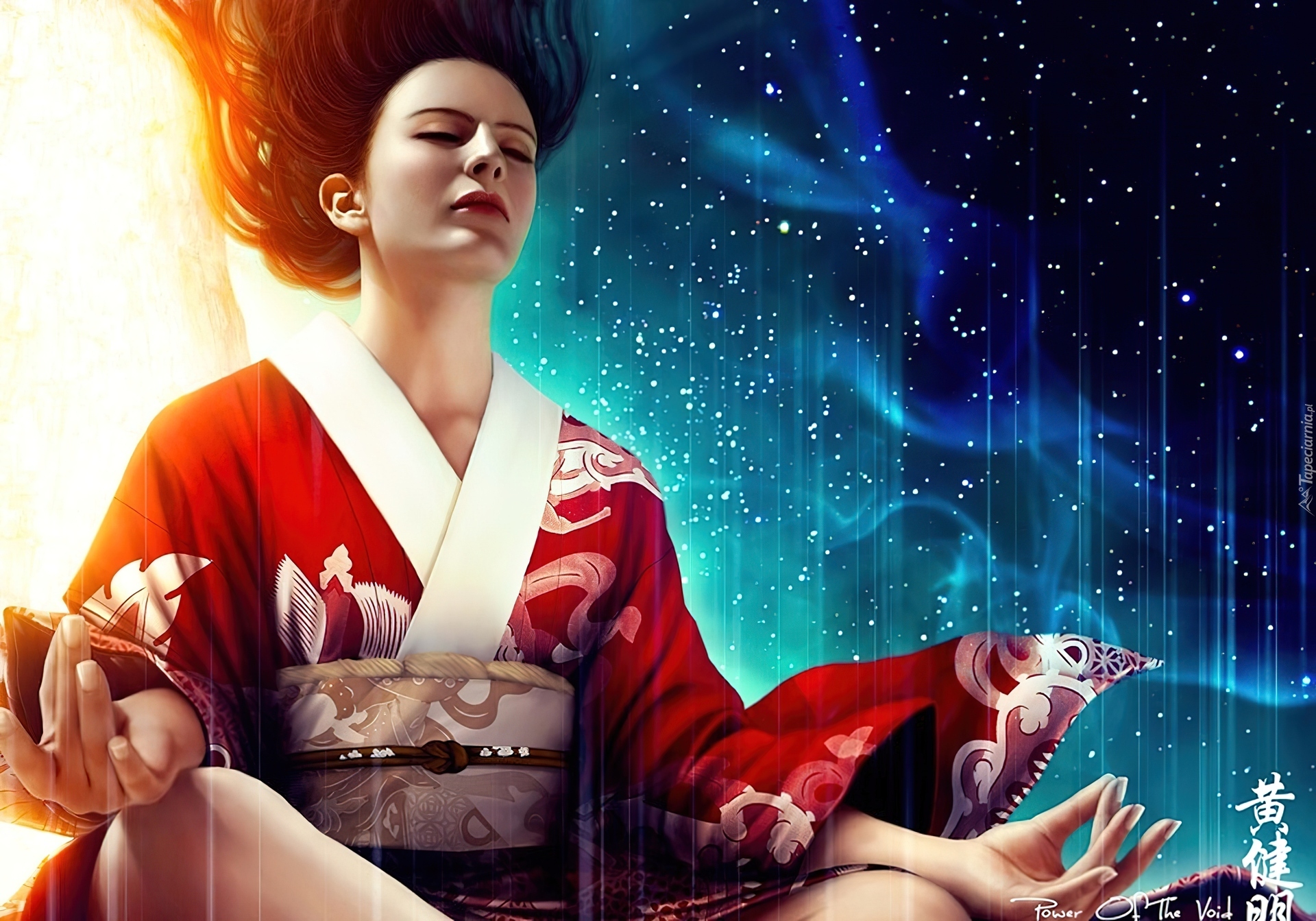 Kobieta, Kimono, Medytacja