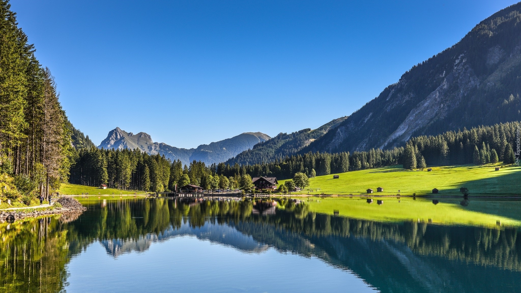 Góry, Jezioro, Lasy, Tyrol, Austria