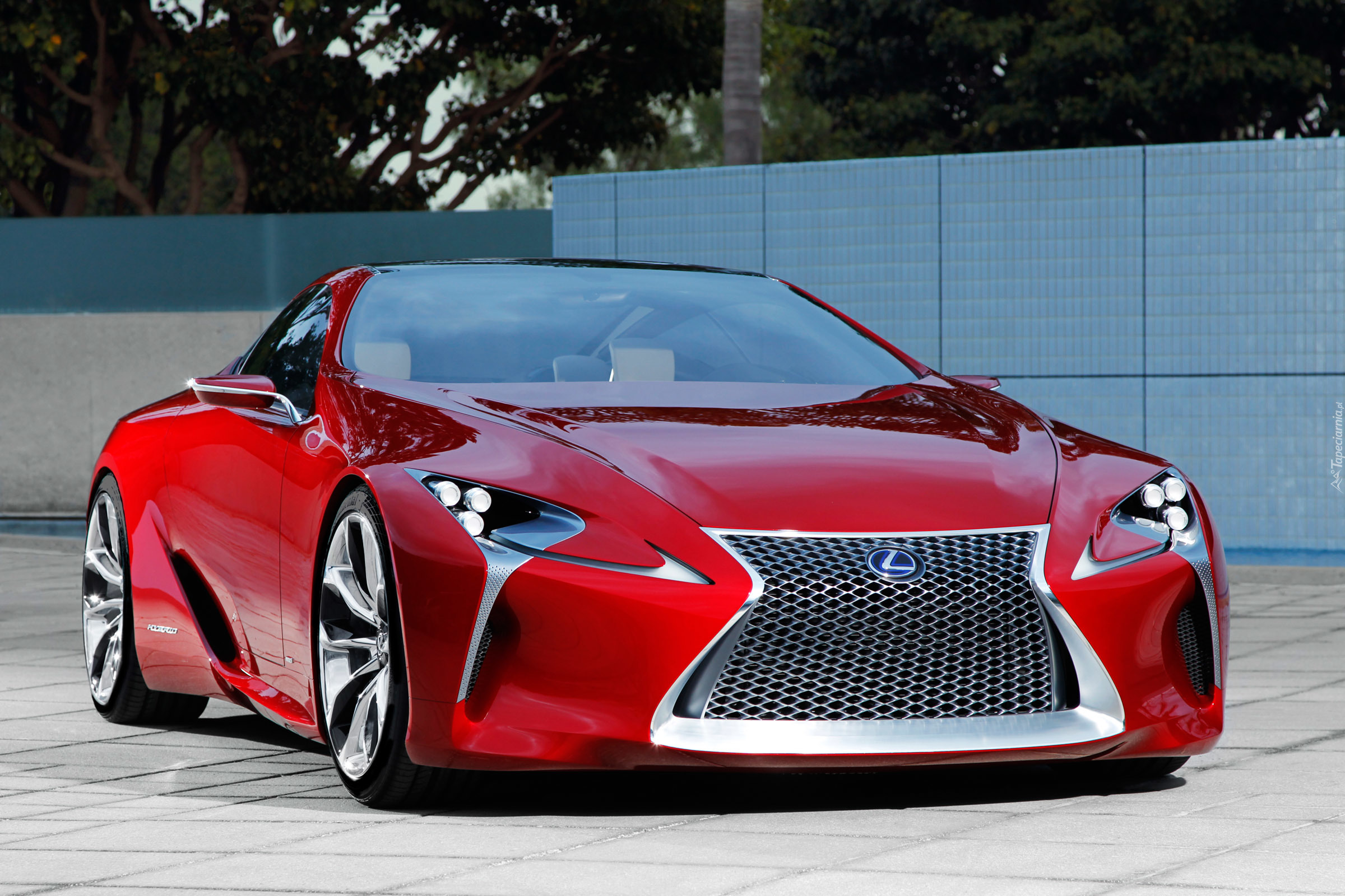 Drzewa, Ogrodzenie, Czerwony, Lexus, LF-LC, 2012