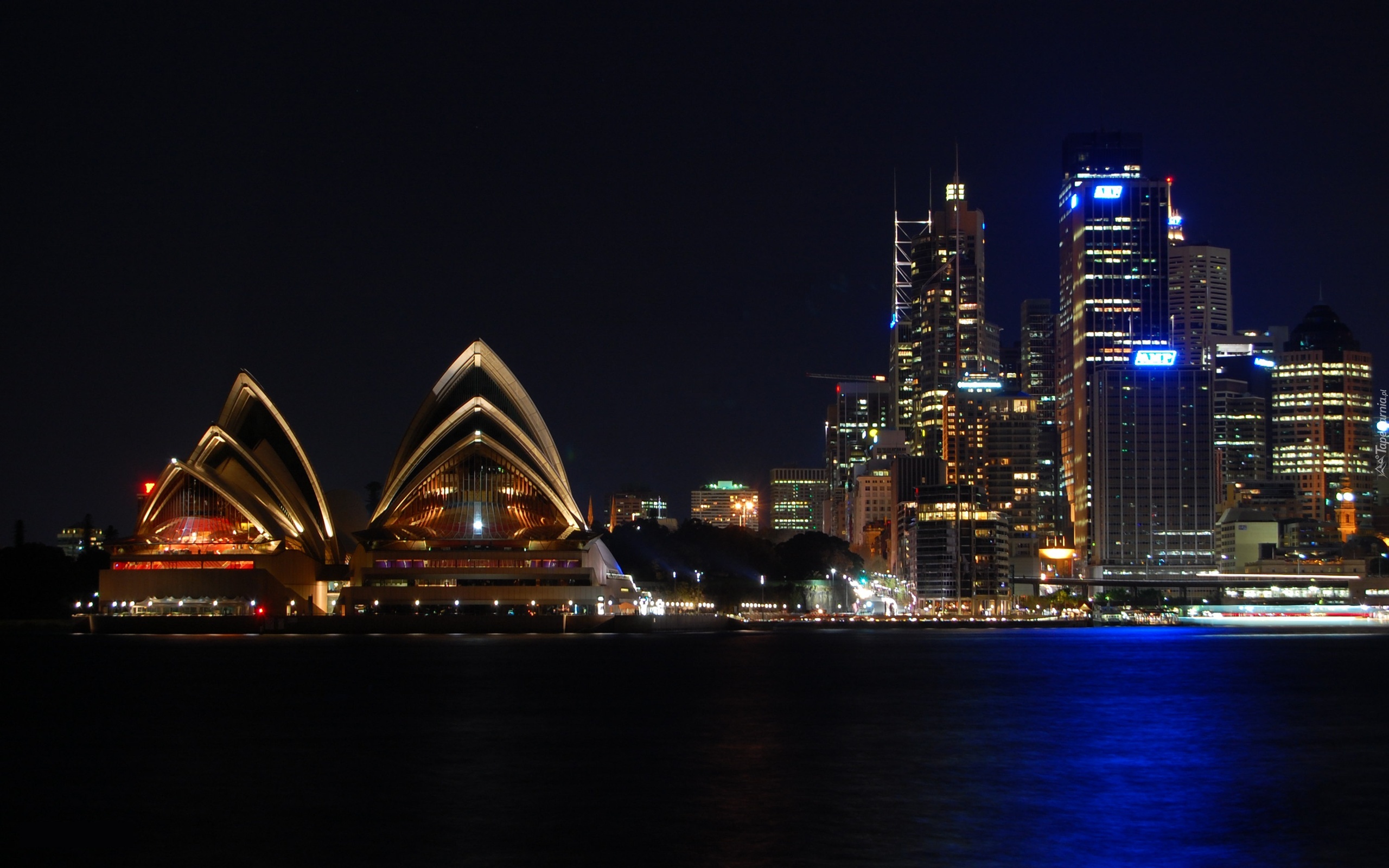 Australia, Sydney, Wieżowce, Sydney Opera House, Noc