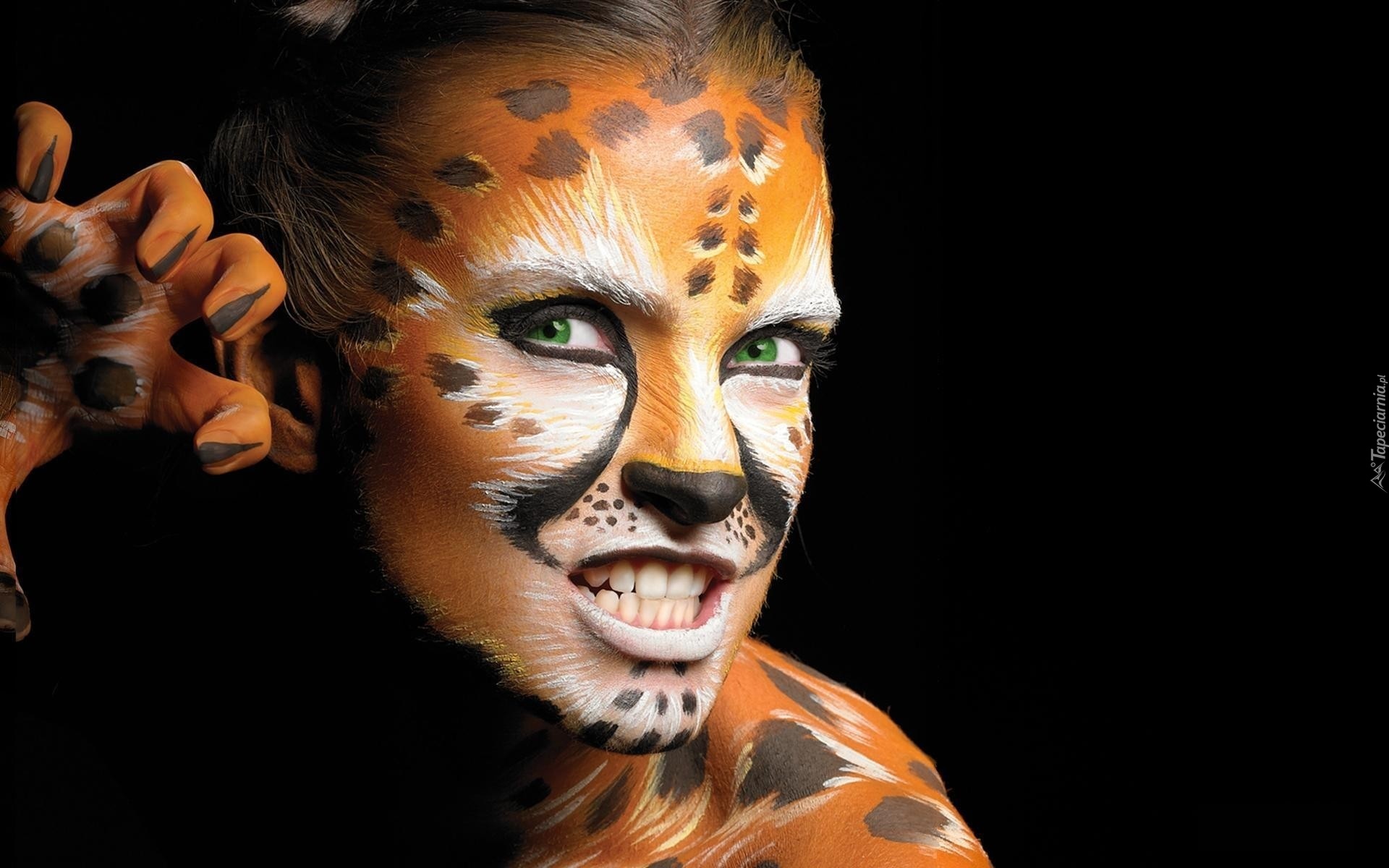 Kobieta, Kocica, Bodypainting