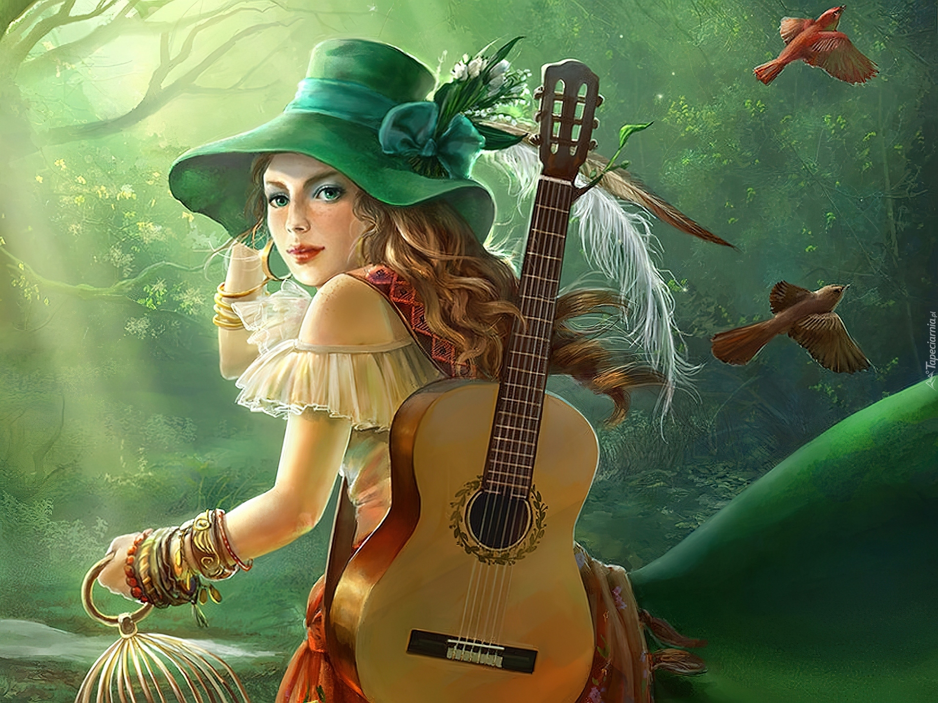 Dziewczyna, Kapelusz, Gitara