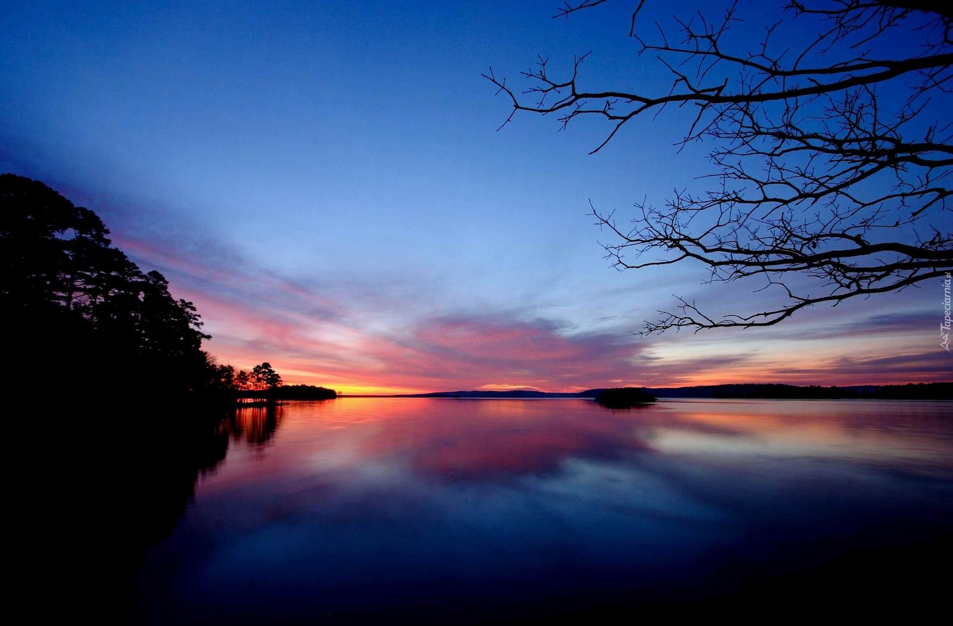 Jezioro, Zachód Słońca, Arkansas