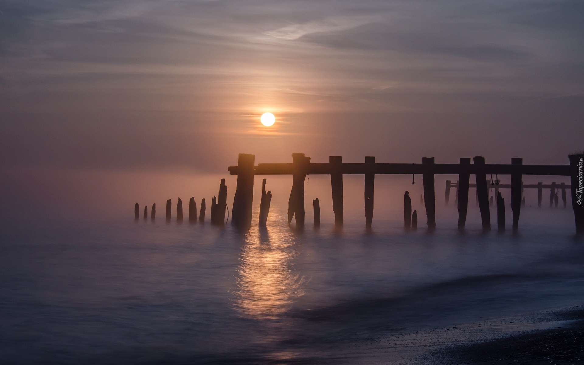 Morze, Plaża, Pale, Zachód, Słońca