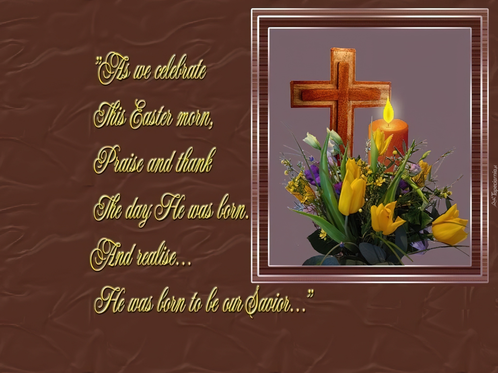 Wielkanoc, krzyż,obrazek Świeca