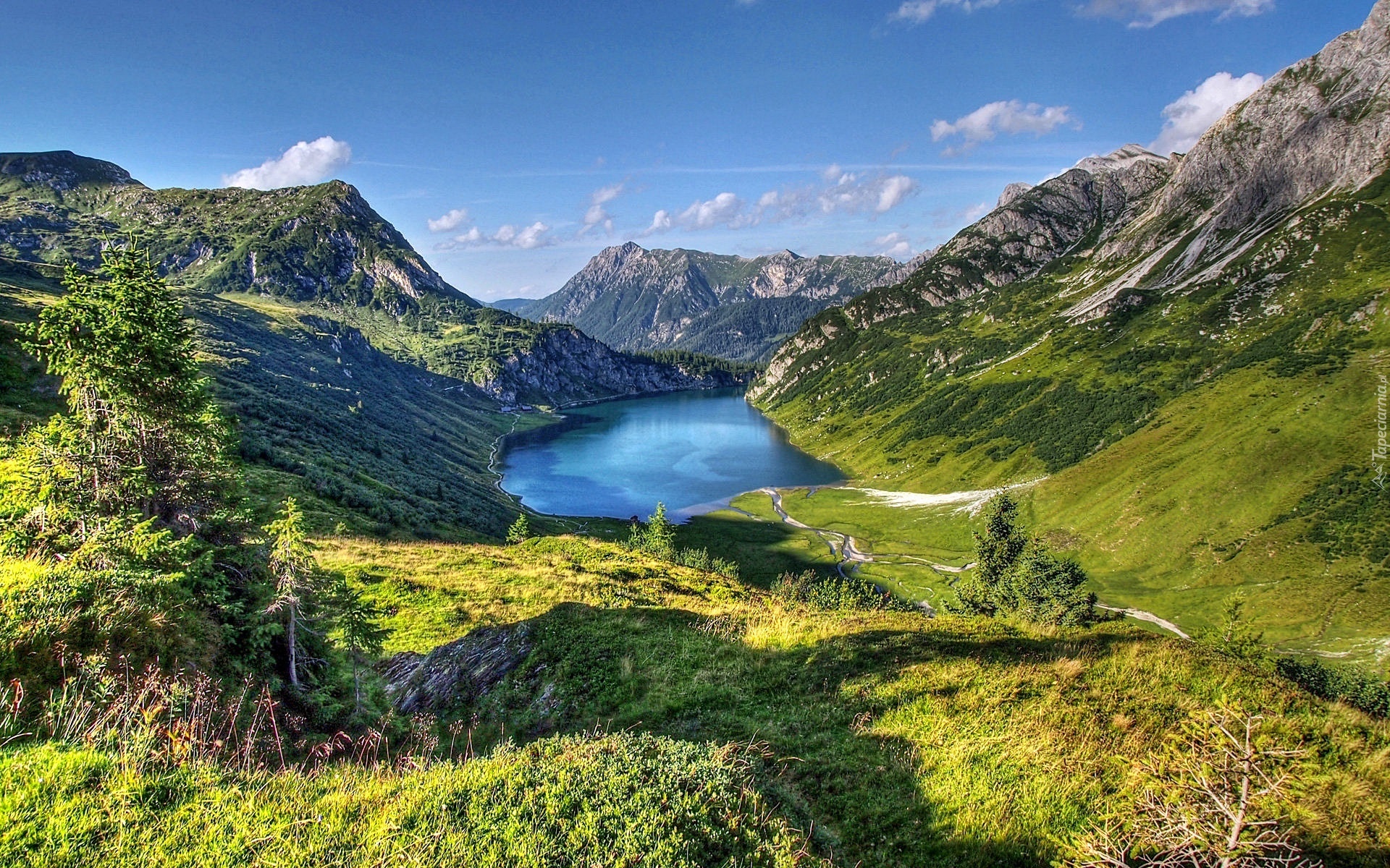 Góry, Jezioro, Polana, Ścieżka