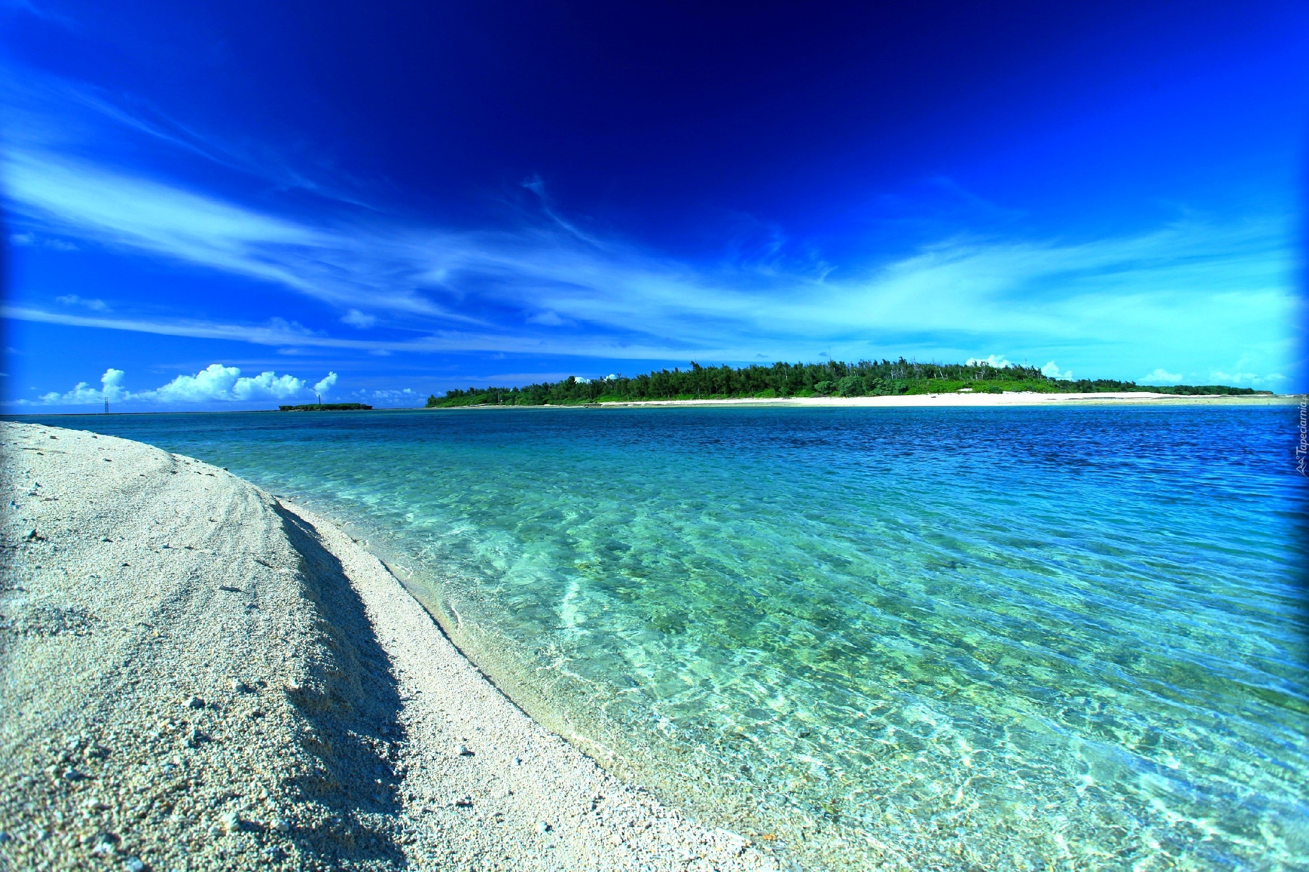 Ocean, Plaża, Zielona, Wyspa