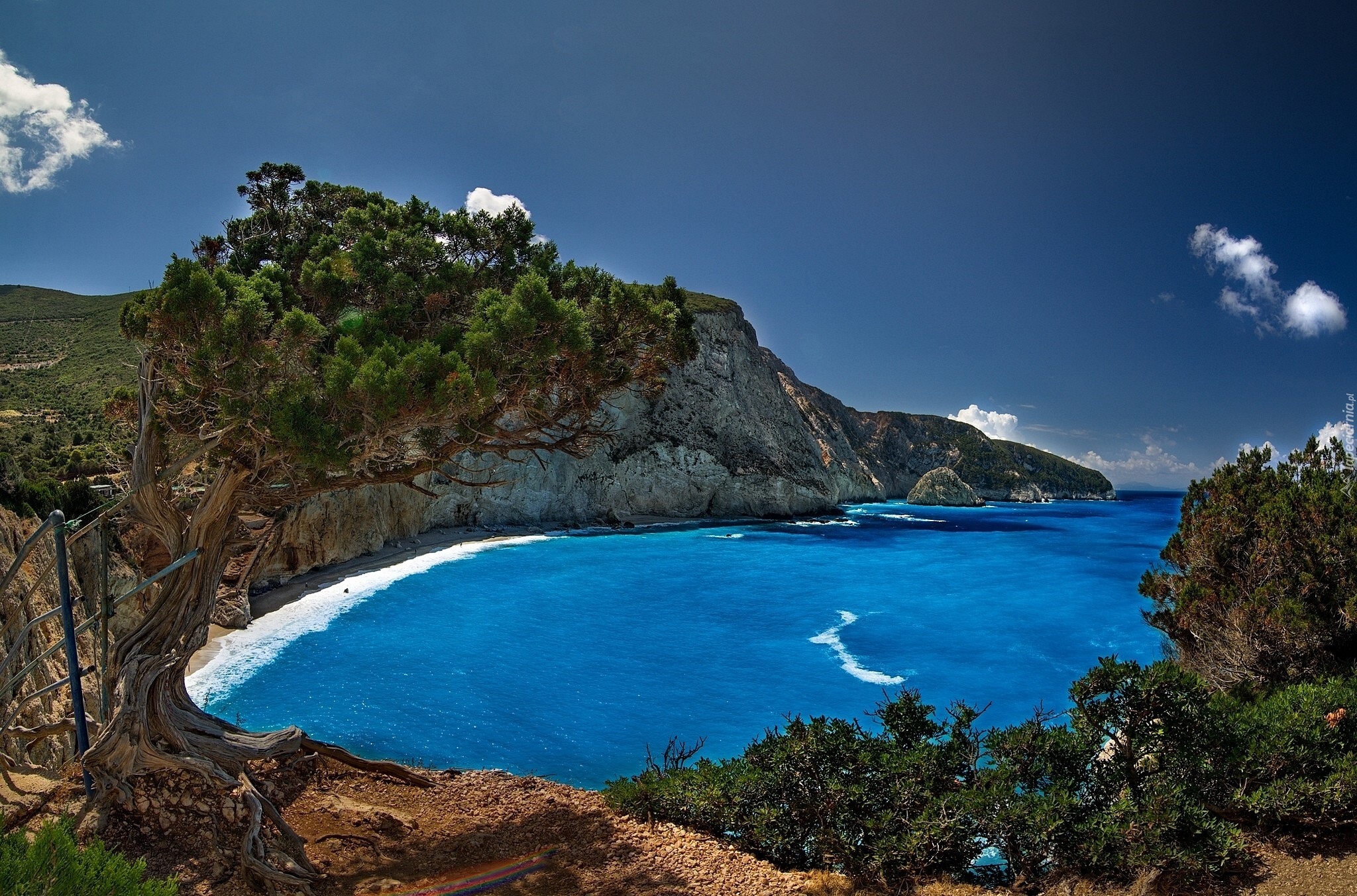 Plaża Porto Katsiki, Wyspa Leukada, Grecja, Morze Jońskie, Skały, Wybrzeże