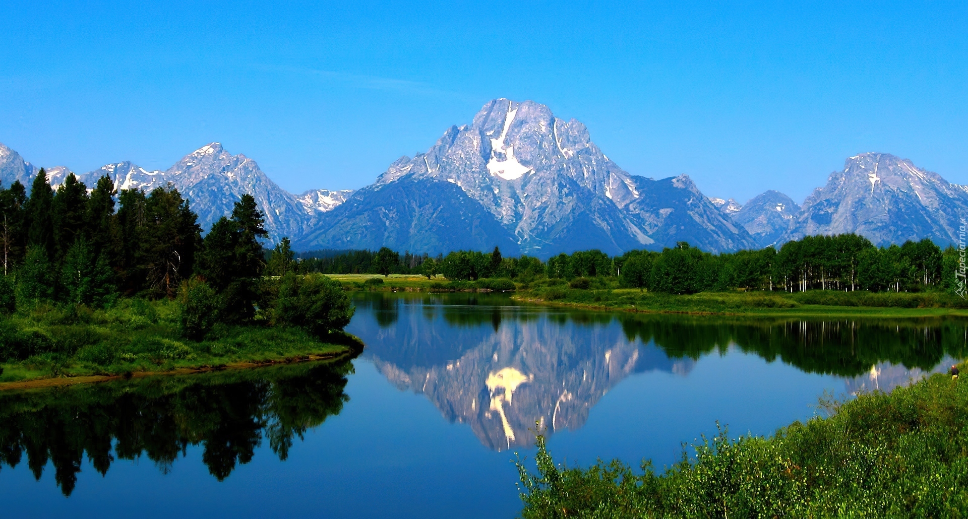 Stany Zjednoczone, Stan Kalifornia, Park Narodowy Yosemite, Jezioro Mirror Lake, Las, Góry