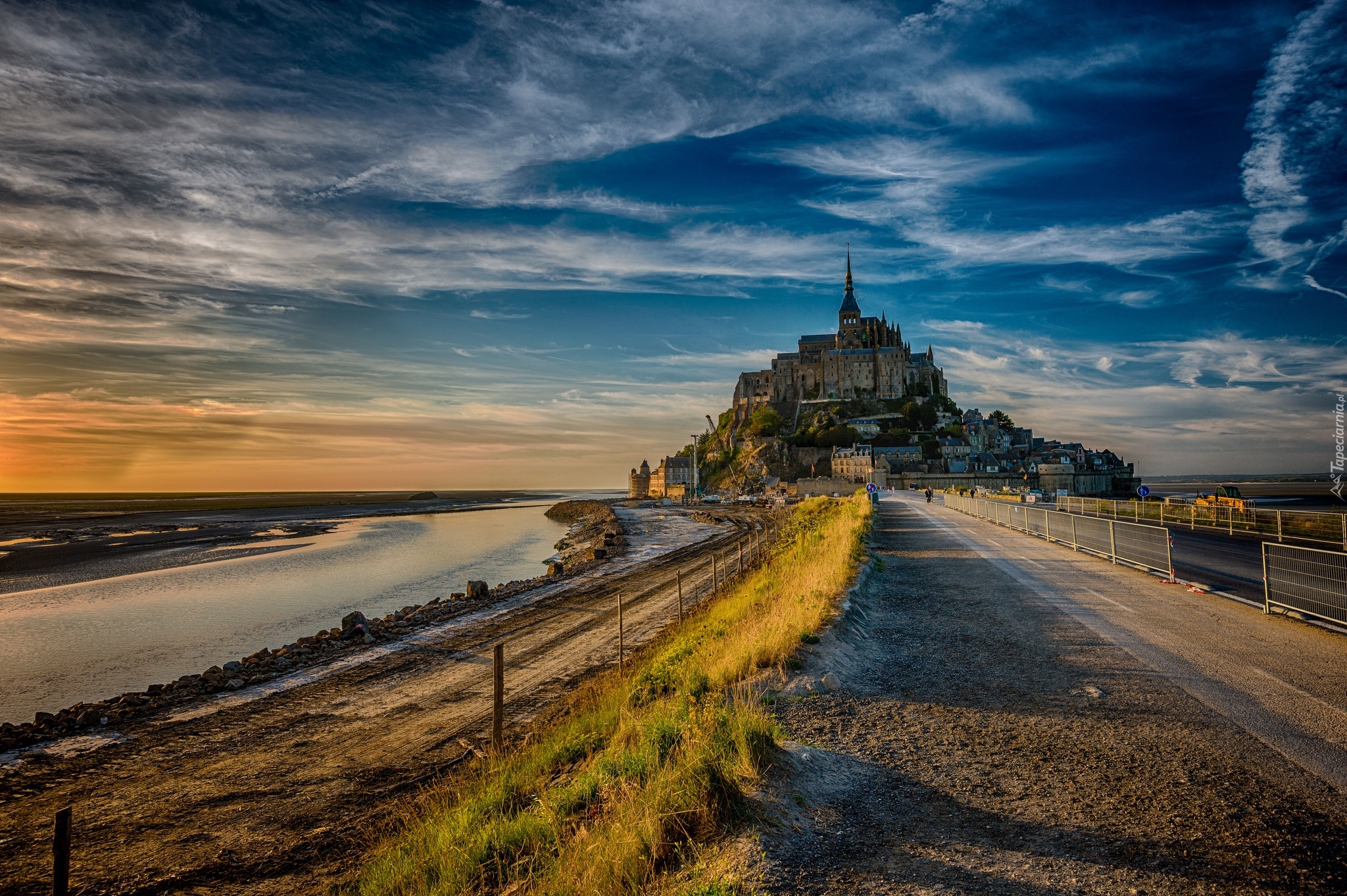 Francja, Wyspa, Mont Saint-Michel, Droga, Opactwo św. Michała Archanioła