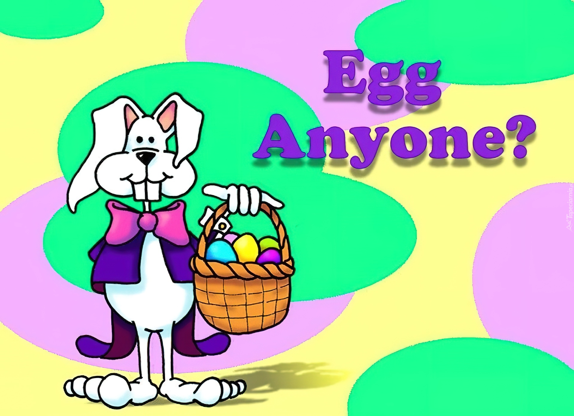 Wielkanoc,królik , koszyczek z jajeczkami