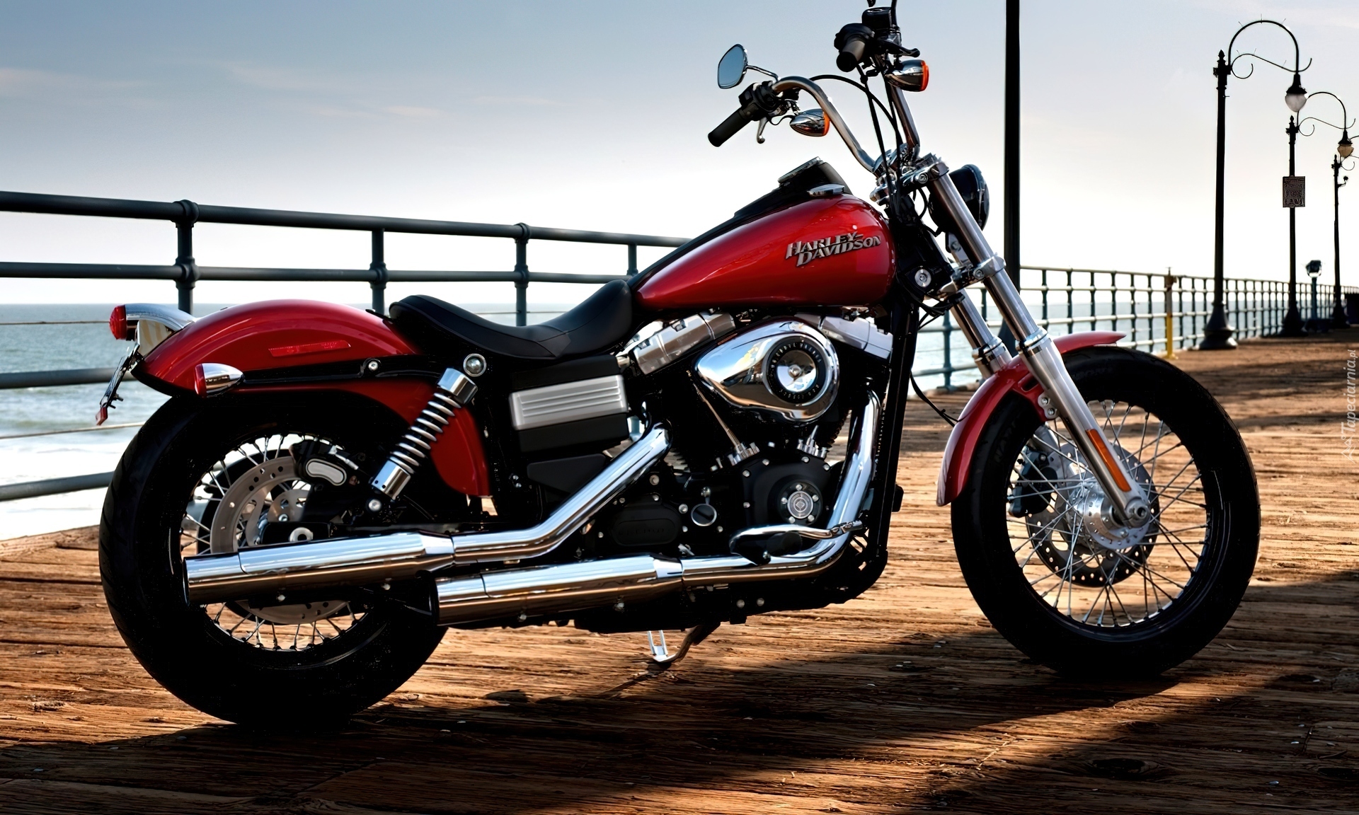 Motocykl, Harley, Davidson, Most, Barierka, Latarnie