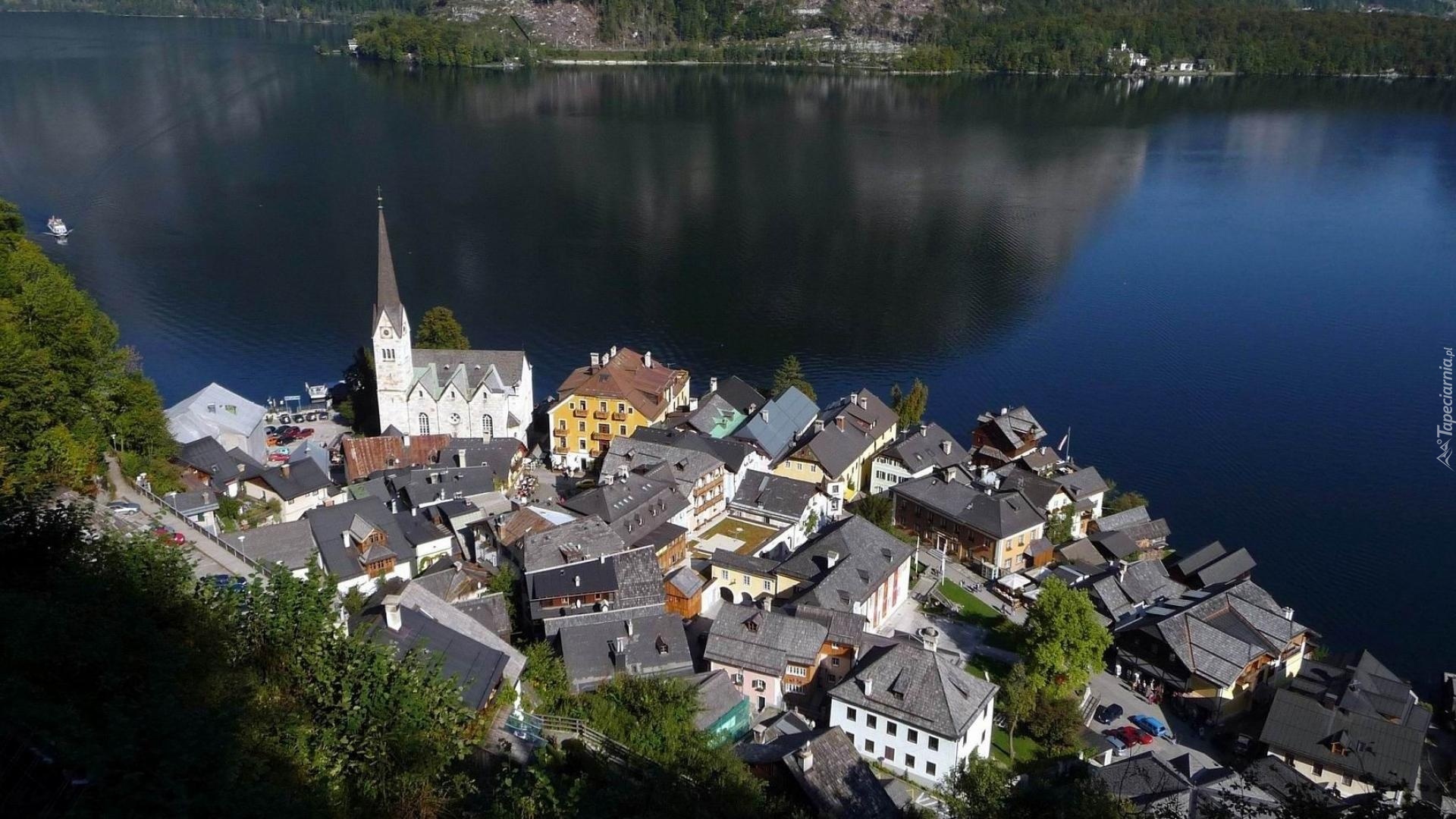 Jezioro, Domy, Hallstatt, Austria