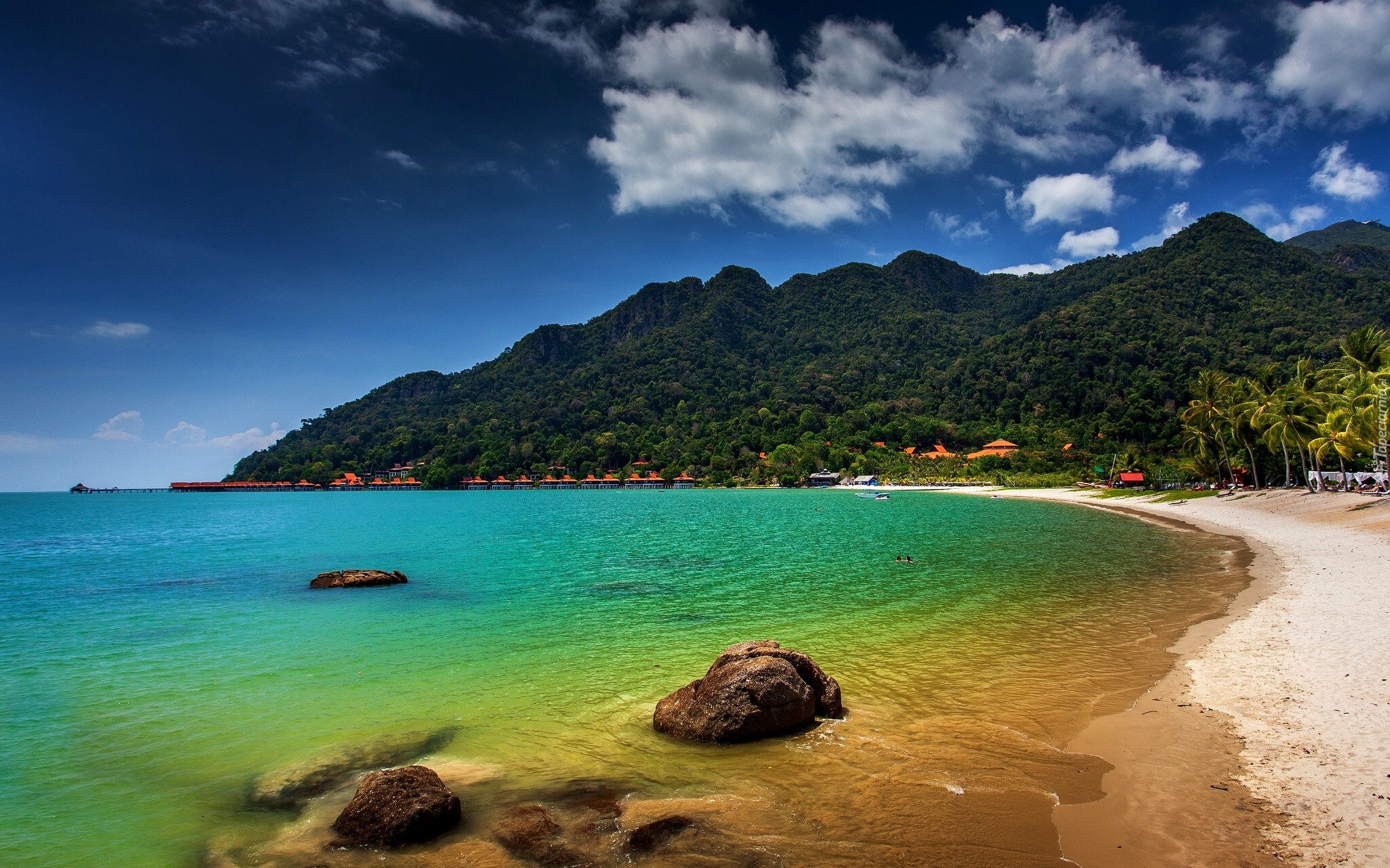 Langkawi, Malezja, Morze Andamańskie, Plaża, Góry, Wybrzeże